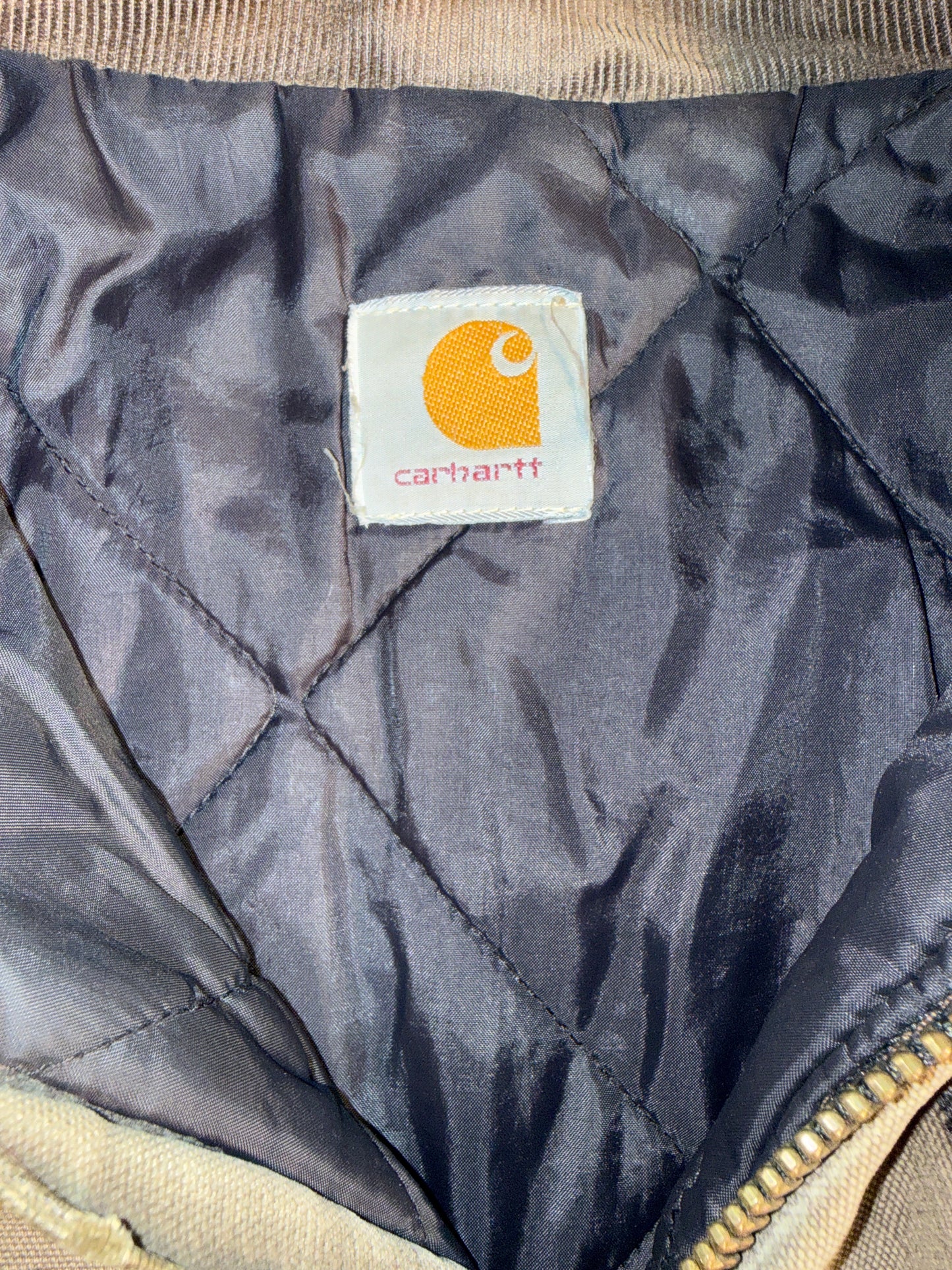 Vintage Distressed Carhartt Quilt-Lined Car-Lux Canvas Work Jacket Coat Olive