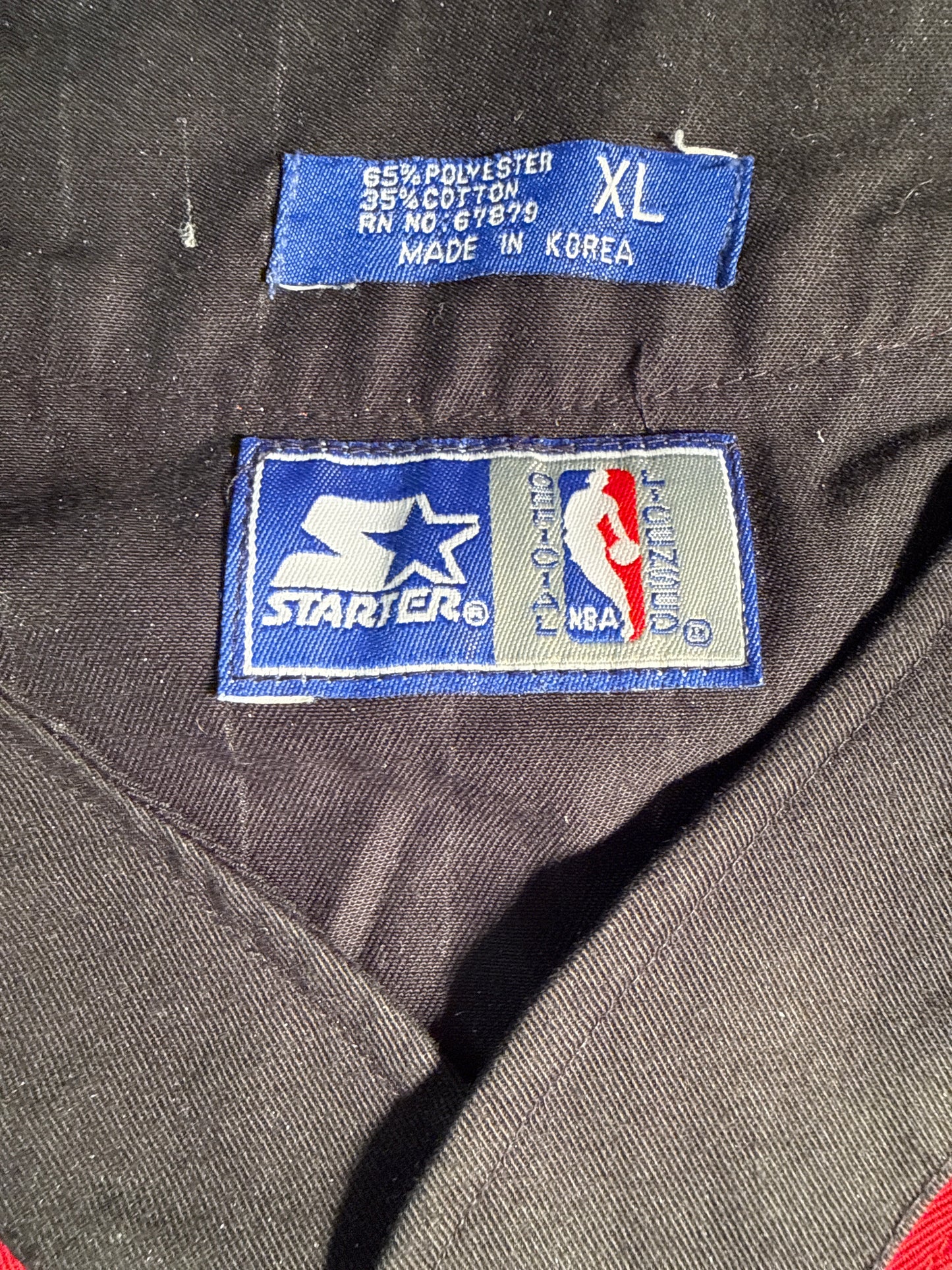 Vintage 90s Starter Chicago Bulls Pinstripe Baseball Jersey Black XL NBA Button Up