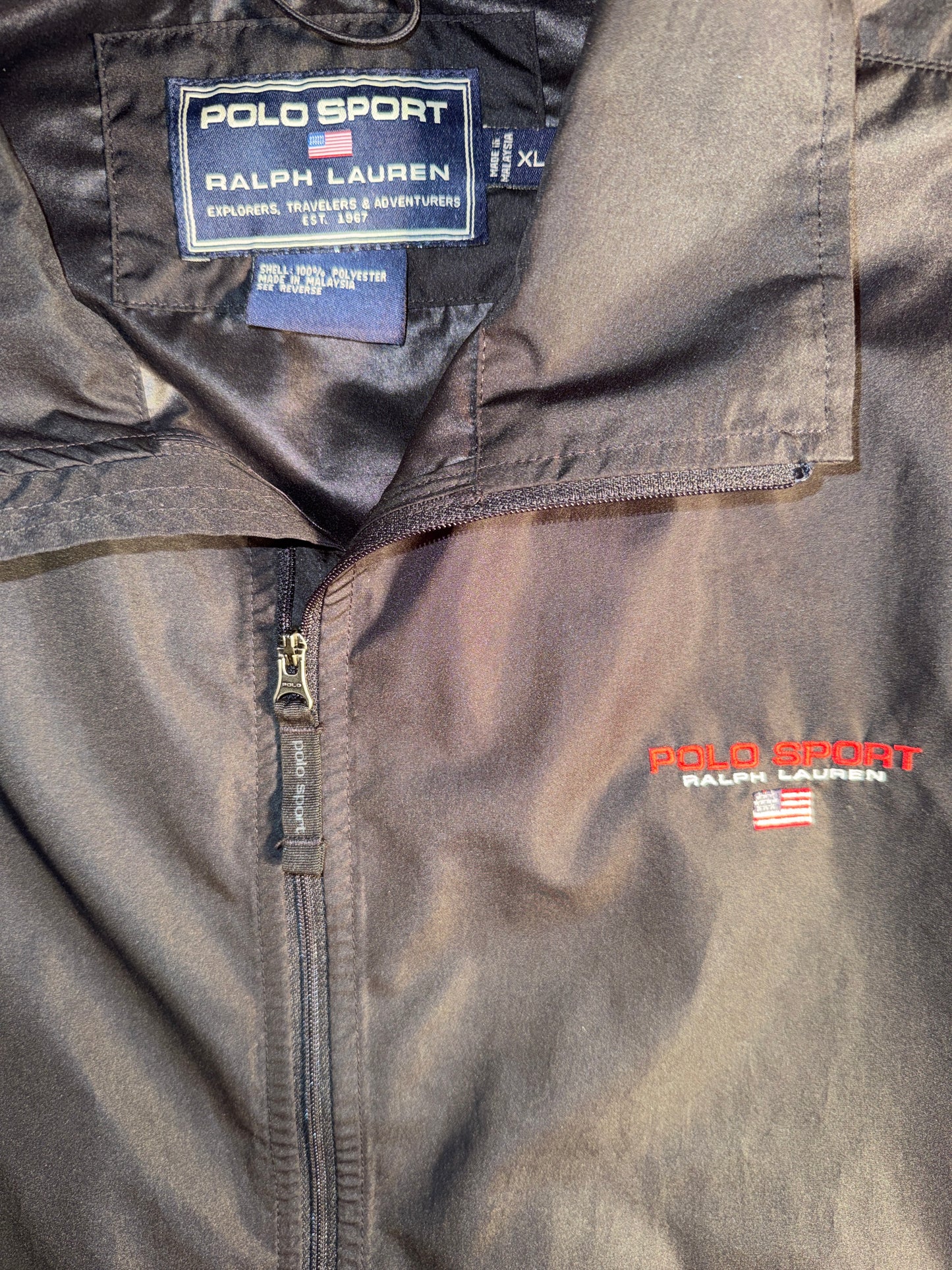 Vintage Polo Sport Ralph Lauren Gray Nylon Windbreaker Jacket