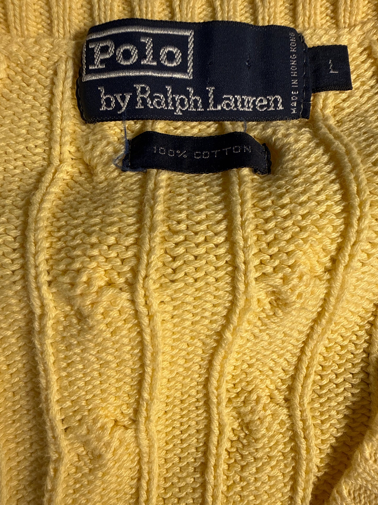 Vintage Polo Ralph Lauren Yellow Cable Knit Golf Sweater Vest