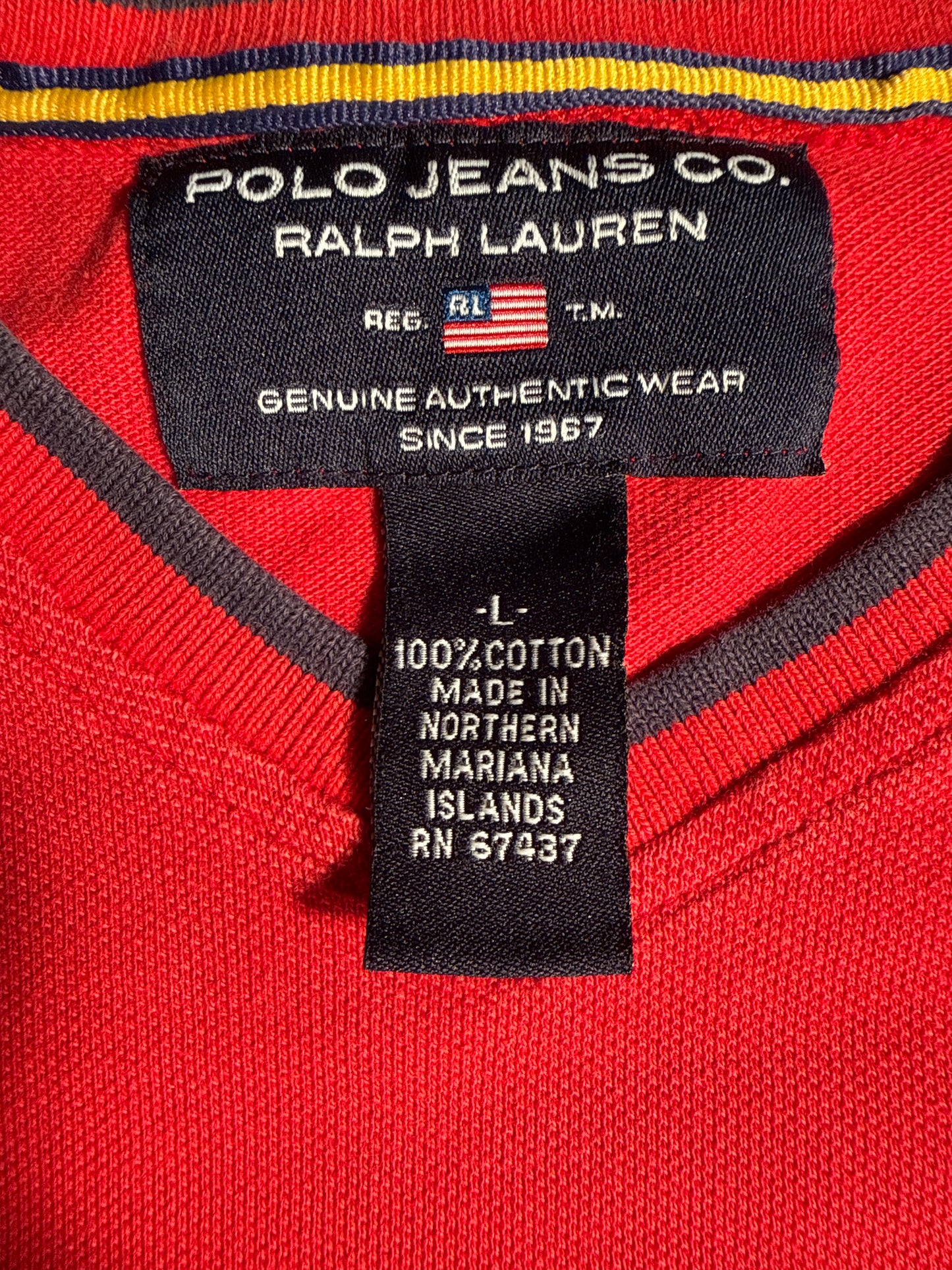 Vintage Polo Jeans Co. Ralph Lauren Red V-Neck Tee