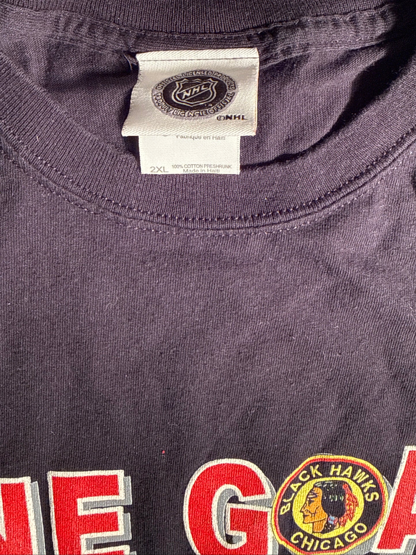 Vtg 2010 Chicago Blackhawks One Goal Stanley Cup Champions T Shirt 2XL Black