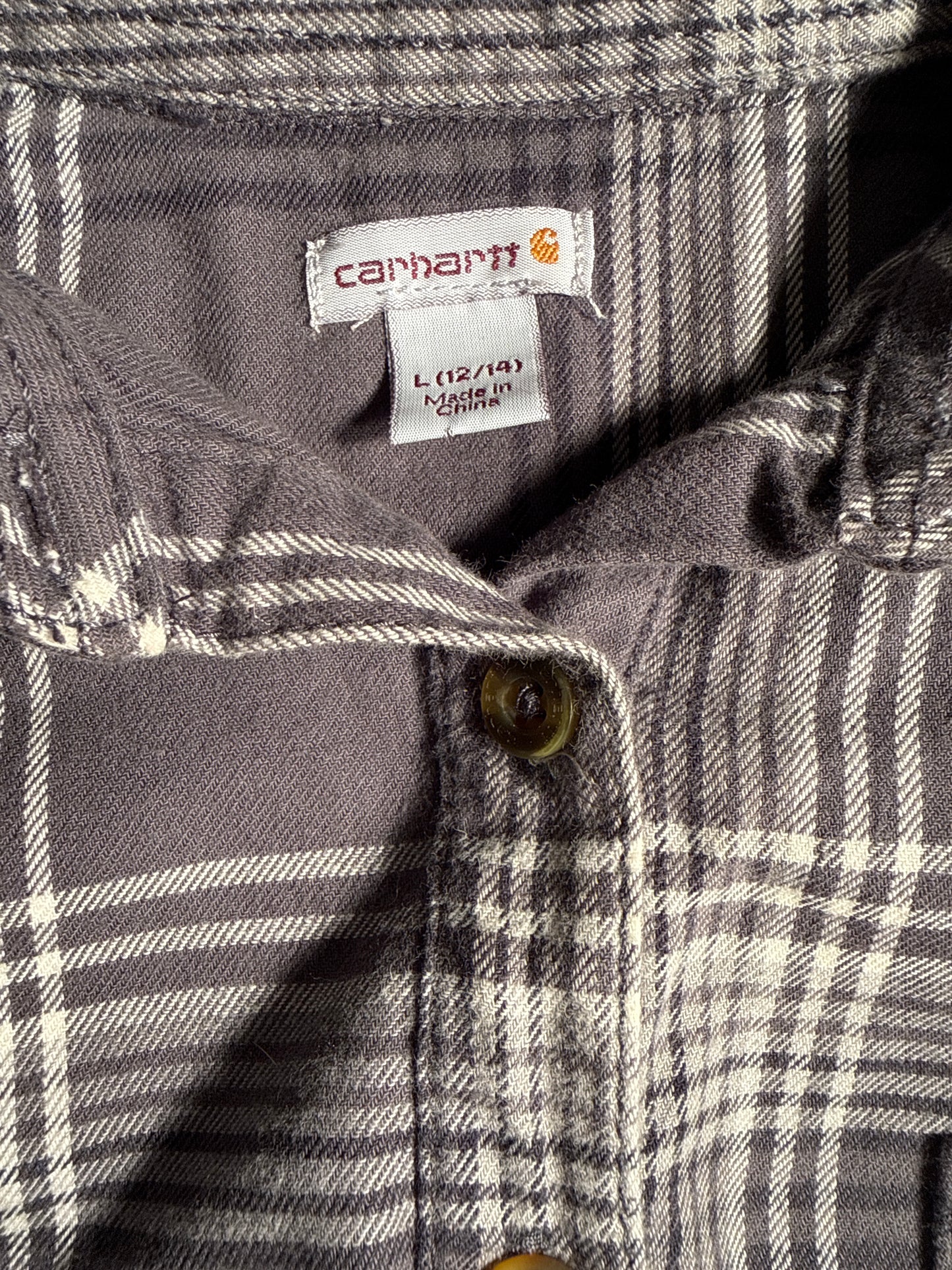 Carhartt Women’s Gray Plaid Long Sleeve Popover Shirt