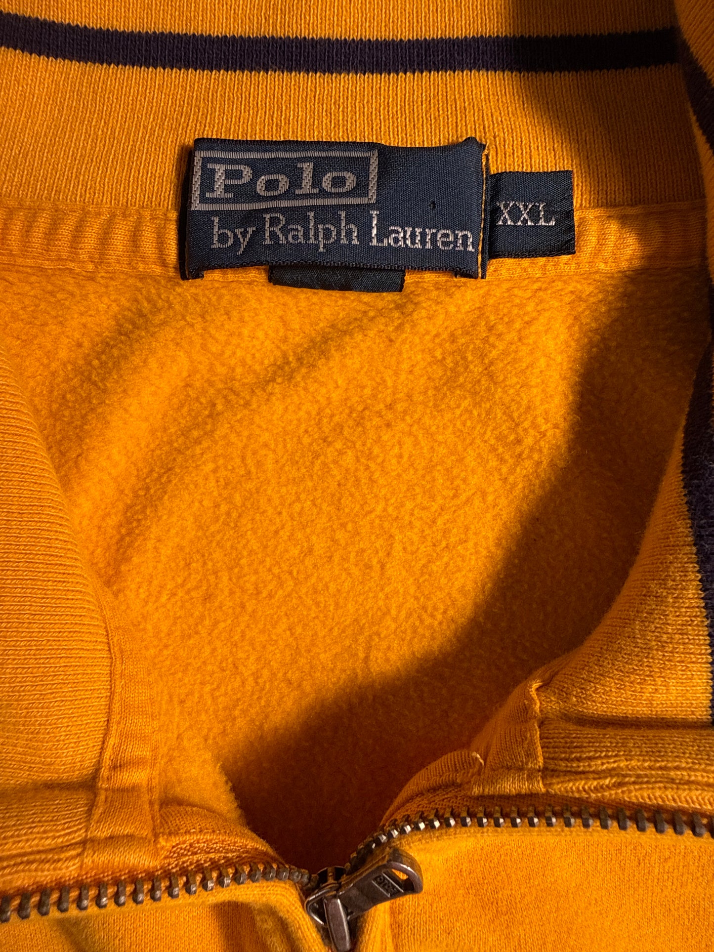 Polo Ralph Lauren Yellow Quarter-Zip Striped Collar Sweatshirt