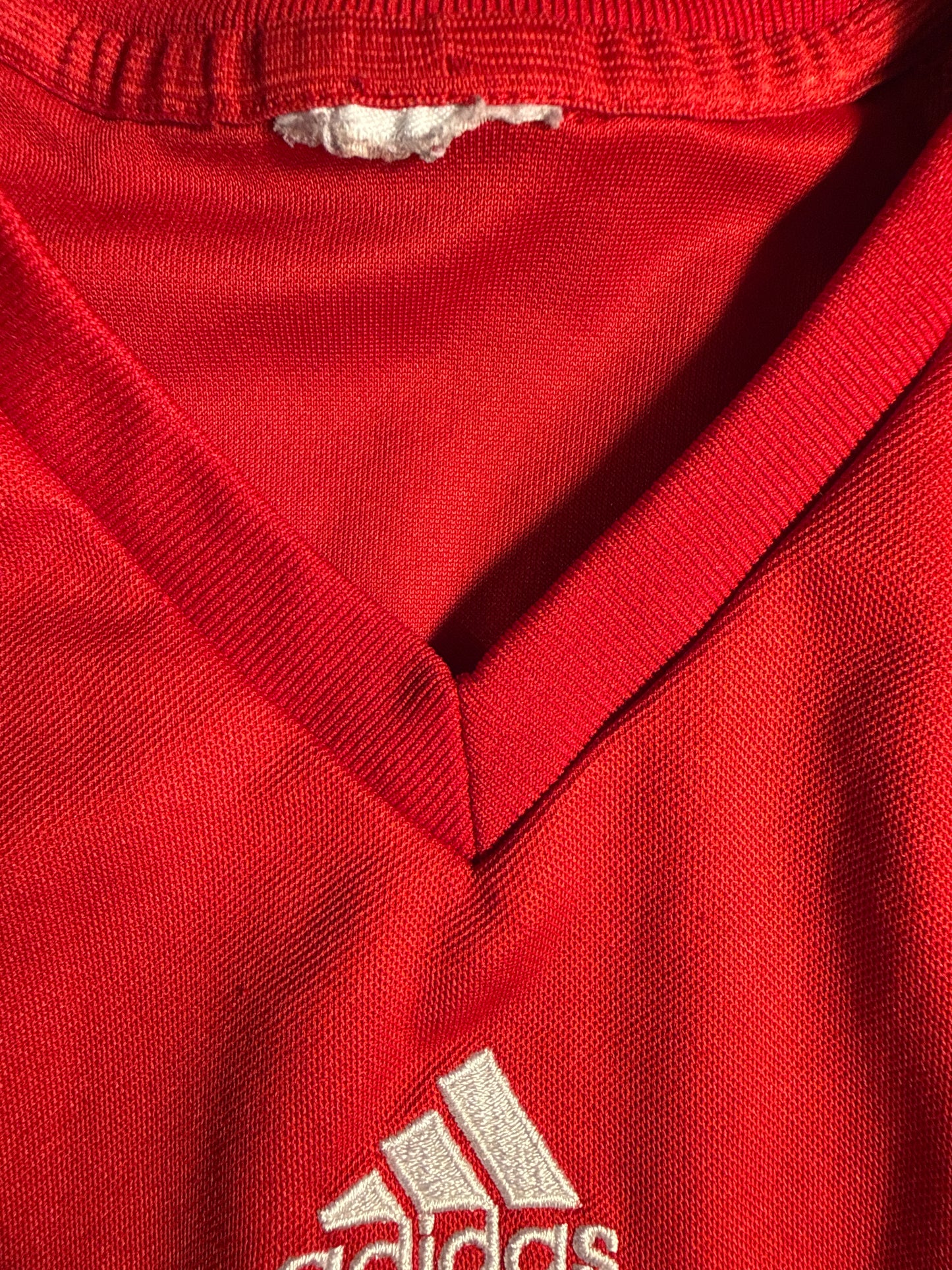 Y2K Adidas ClimaLite Red & White V-Neck Soccer Jersey
