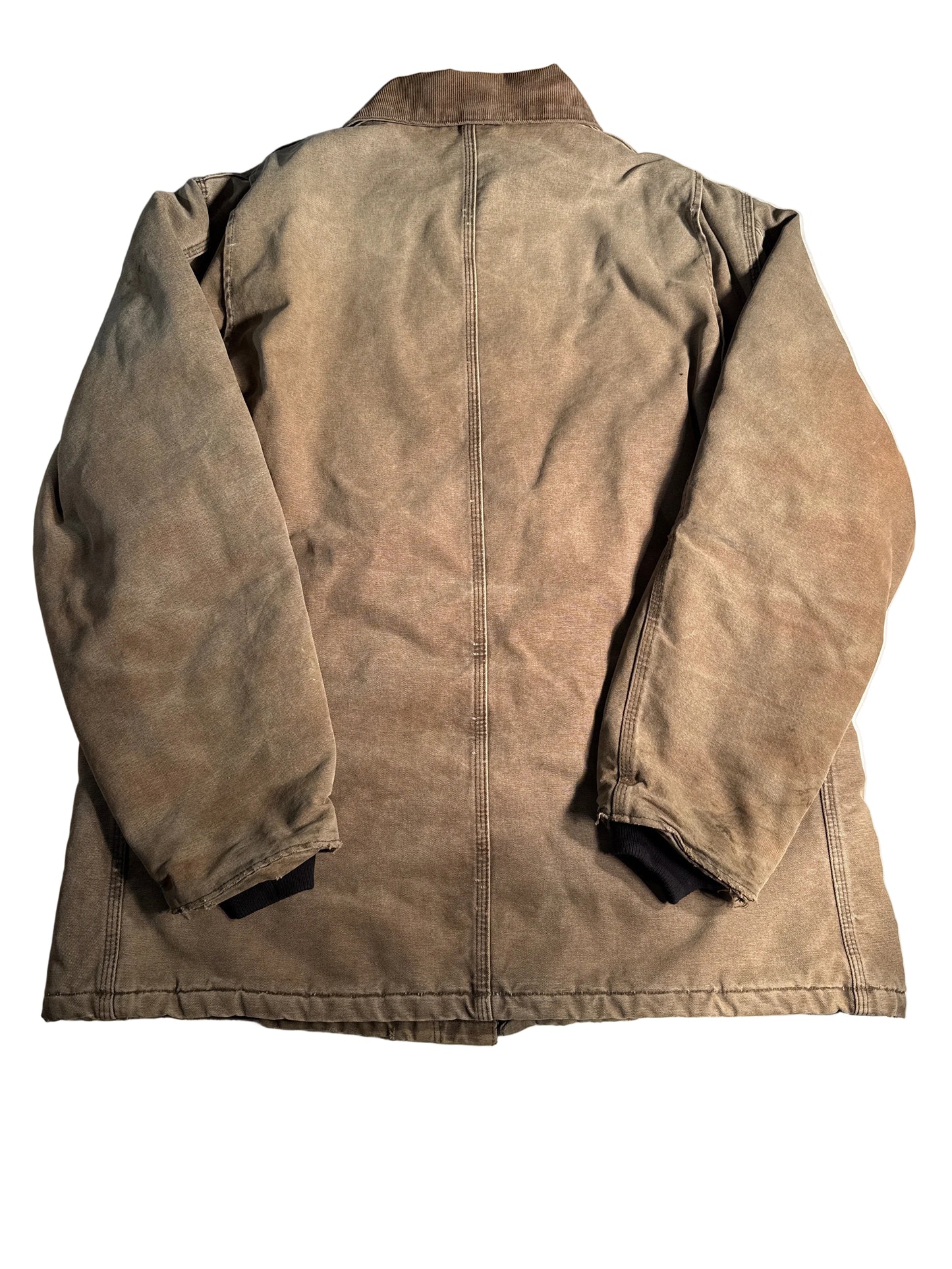 Vintage Distressed Carhartt Quilt-Lined Car-Lux Canvas Work Jacket Coat Olive