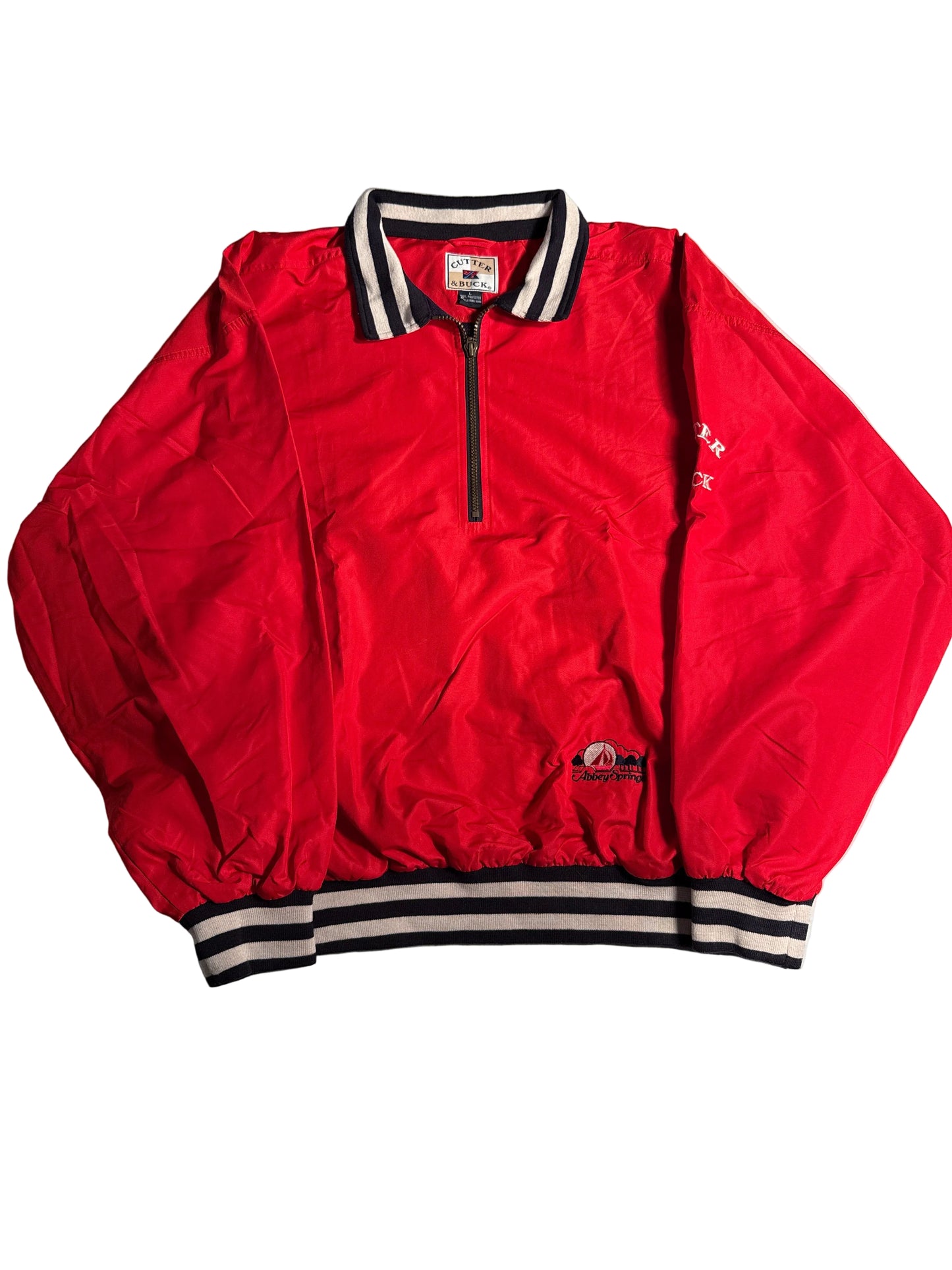 Vintage Cutter & Buck Red Quarter-Zip Pullover Windbreaker Jacket