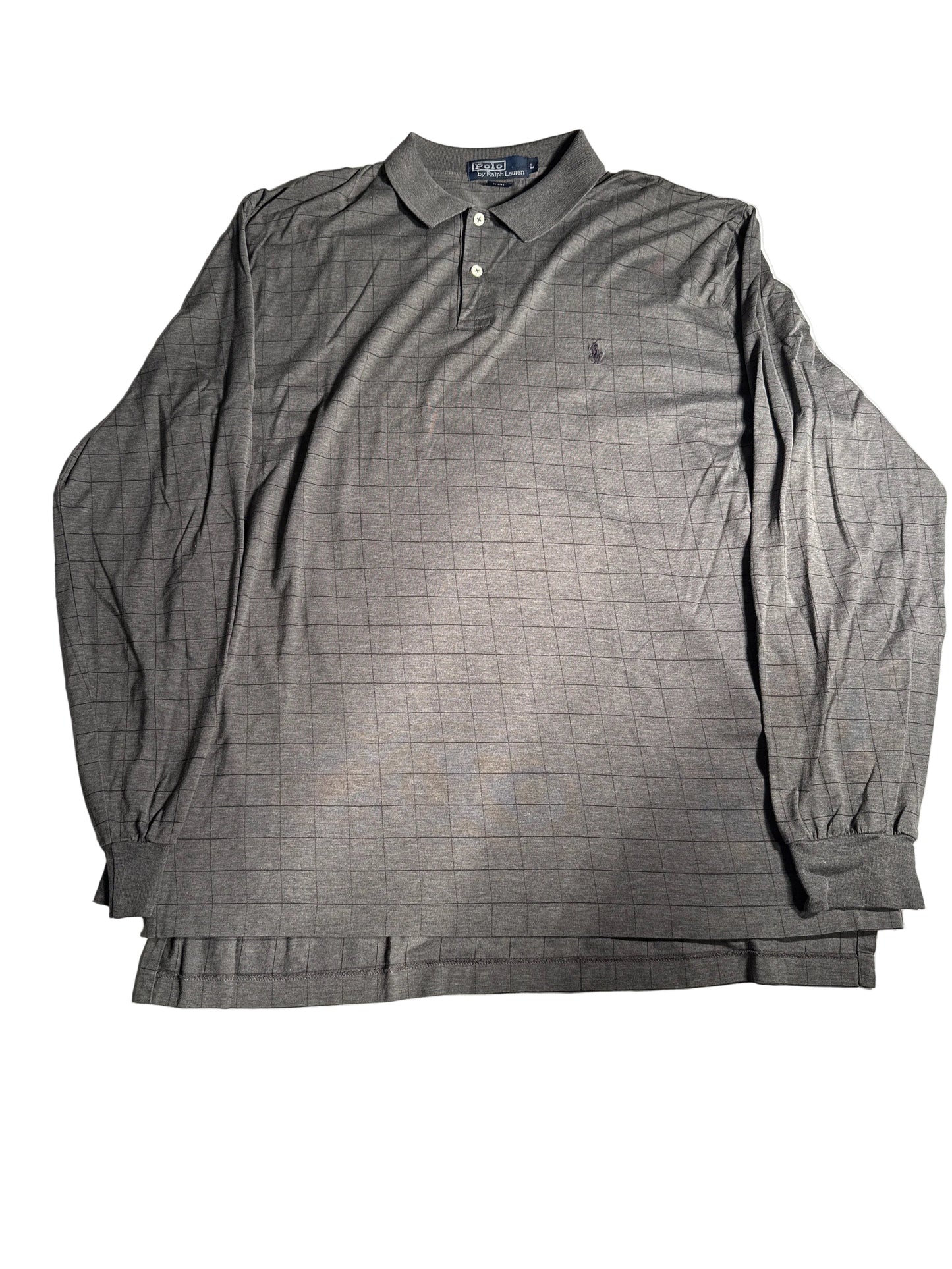 Polo Ralph Lauren Gray Windowpane Long Sleeve Polo