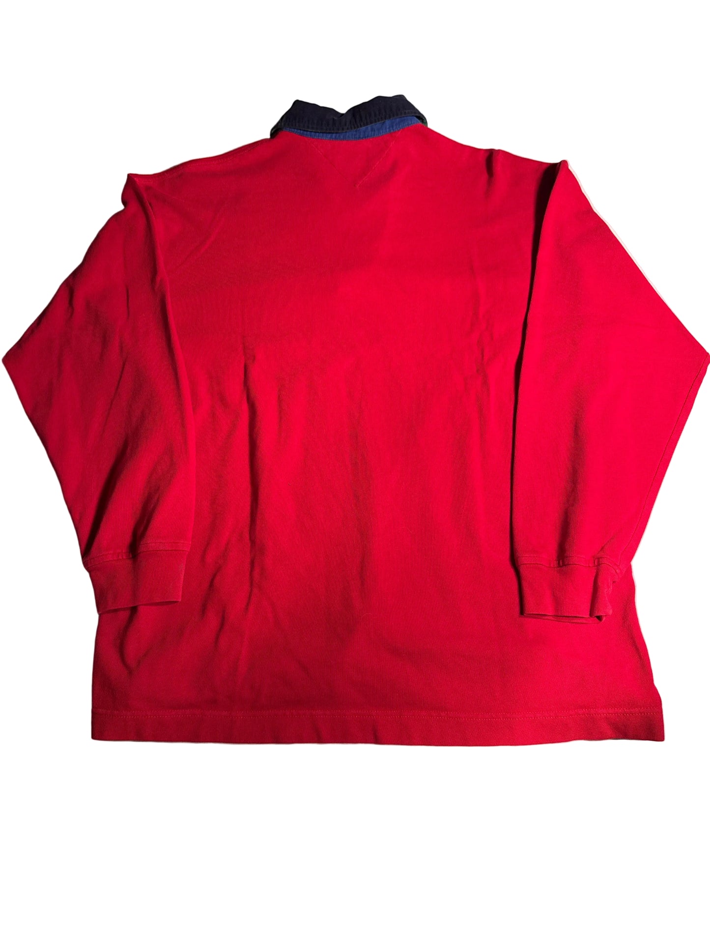 Vintage 90s Tommy Hilfiger Red Long Sleeve Rugby Polo