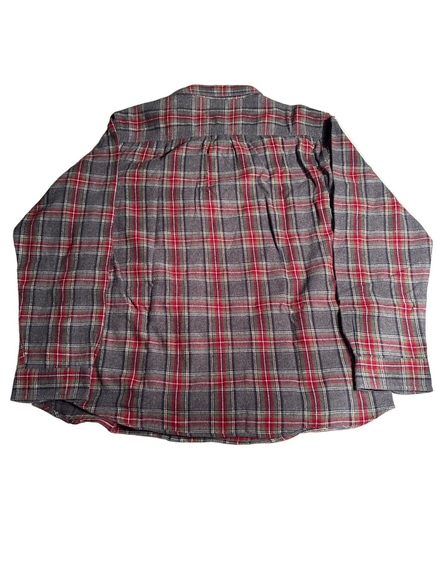 L.L. Bean Gray & Red Plaid Flannel Button Down