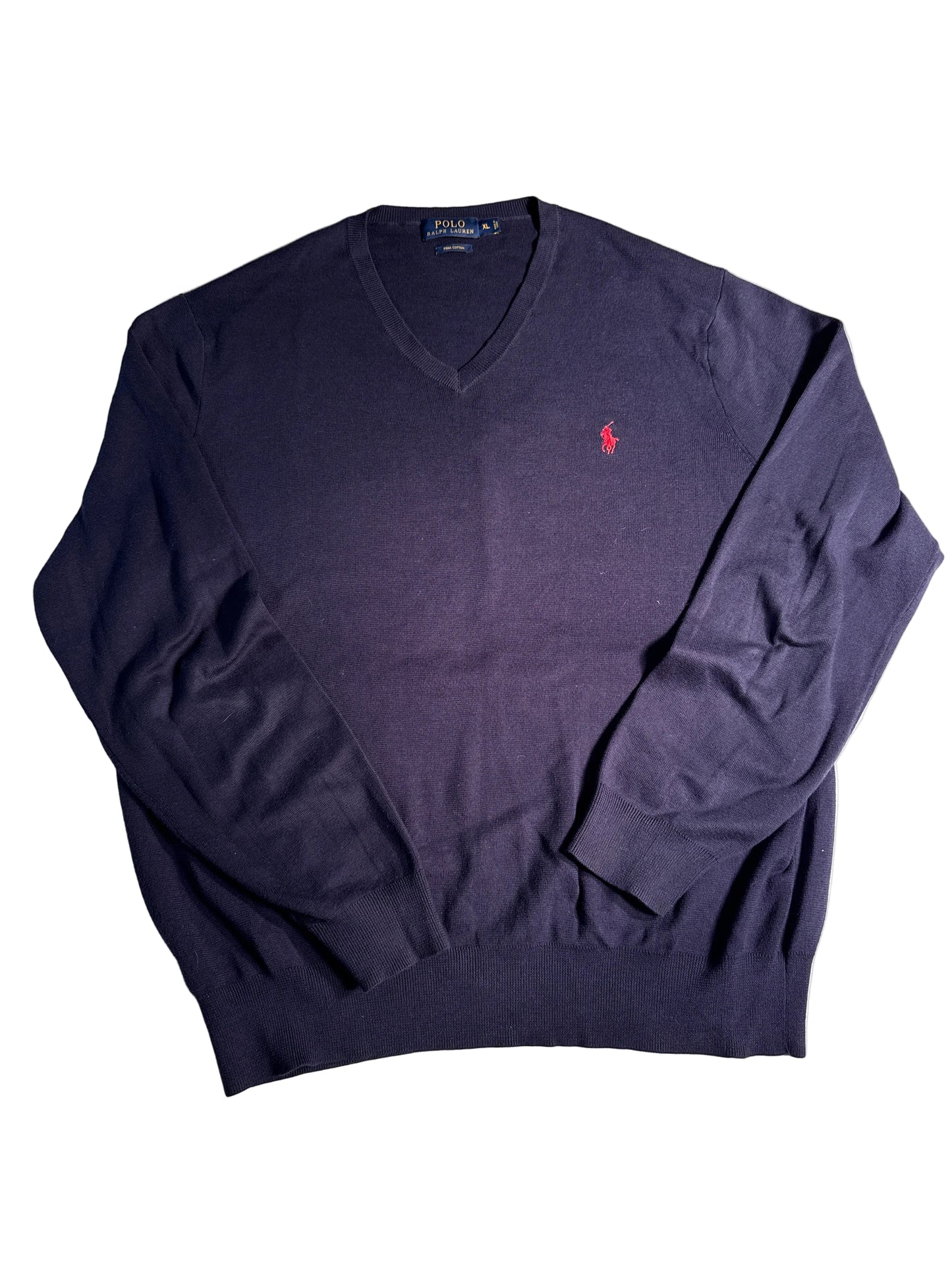 Polo Ralph Lauren Purple V-Neck Sweater Red Pony XL