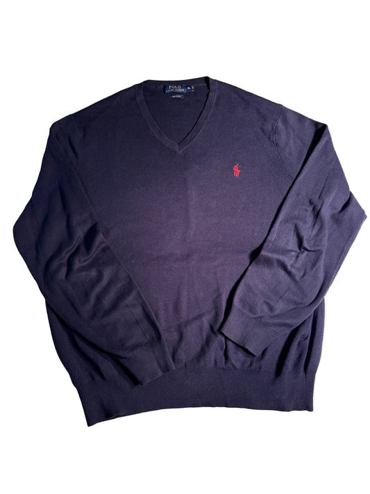 Polo Ralph Lauren Purple V-Neck Sweater Red Pony XL