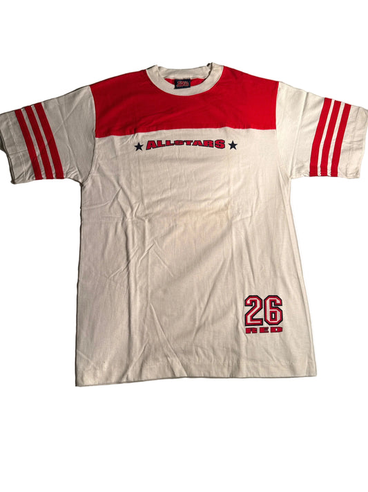 Vintage 90s 26 Red Allstars Colorblock Football Jersey Tee