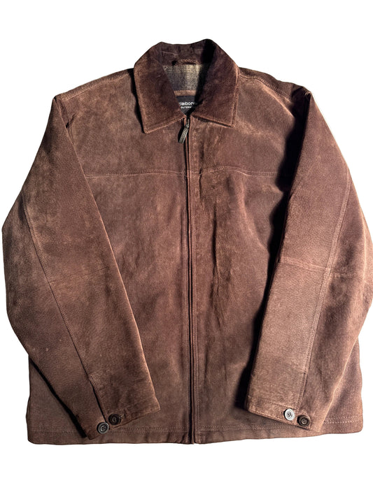 Vintage Claiborne Outerwear Men's Large Brown Suede Full-Zip Jacket