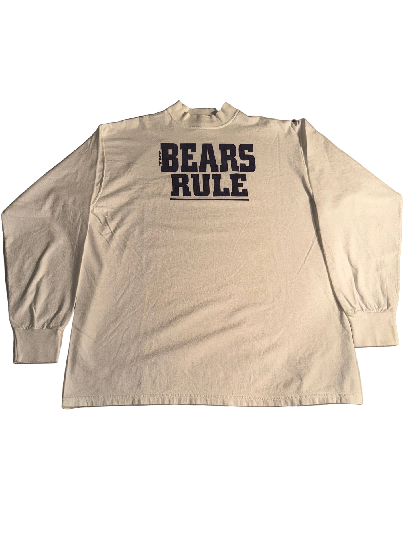 Vintage 90s Chicago Bears "Bears Rule" White Long Sleeve Graphic T-Shirt