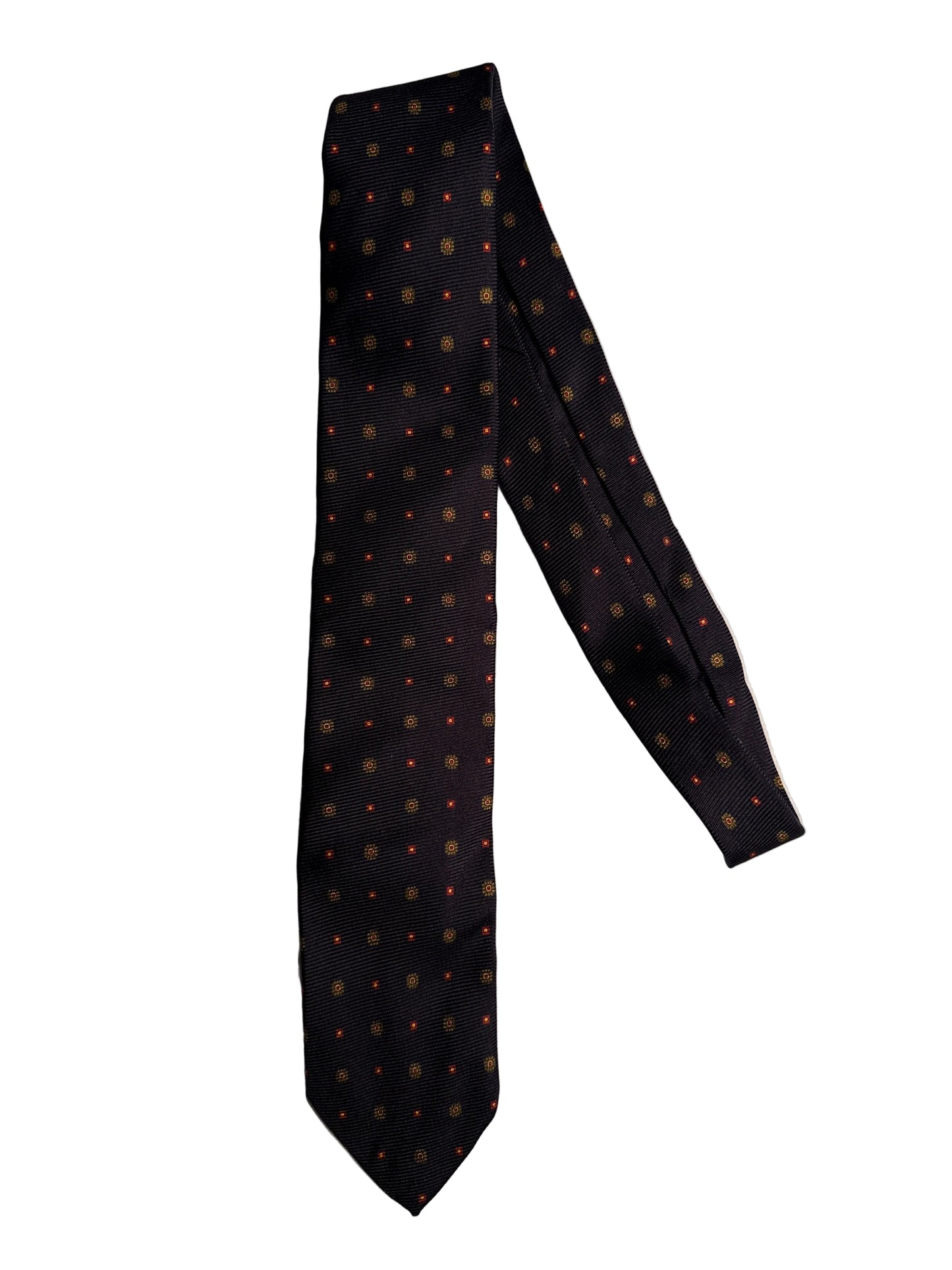 Vintage Polo Ralph Lauren Silk Tie Burgundy Medallion Geometric Pattern