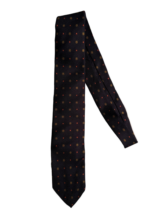 Vintage Polo Ralph Lauren Silk Tie Burgundy Medallion Geometric Pattern