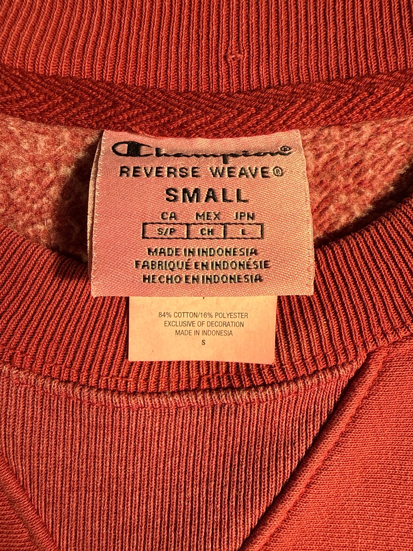 Champion Reverse Weave Red Spellout Crewneck Sweatshirt Size Small