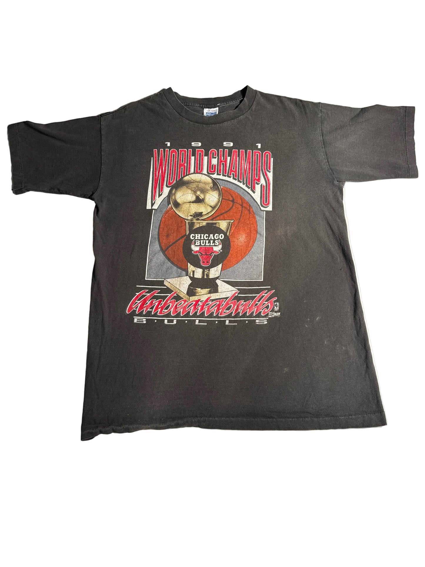 Vintage 1991 Chicago Bulls Salem Sportswear NBA Champions "Unbeatabulls" T-Shirt