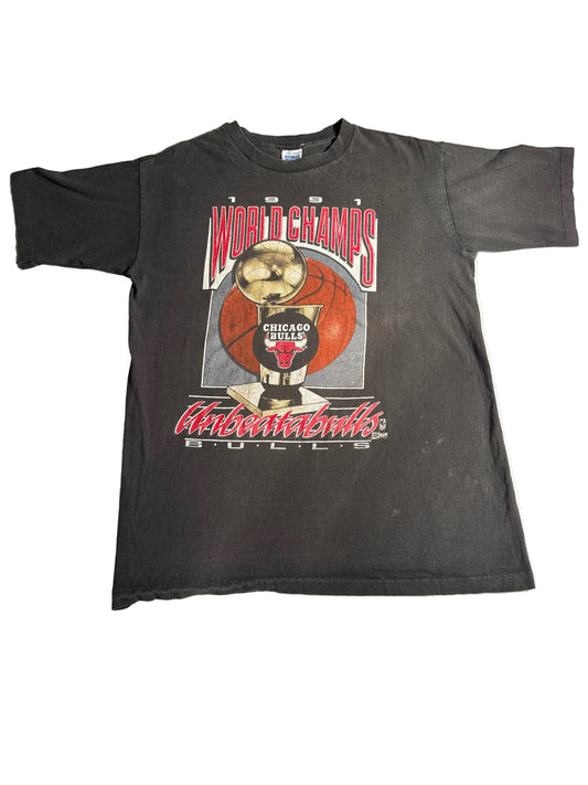 Vintage 1991 Chicago Bulls Salem Sportswear NBA Champions "Unbeatabulls" T-Shirt