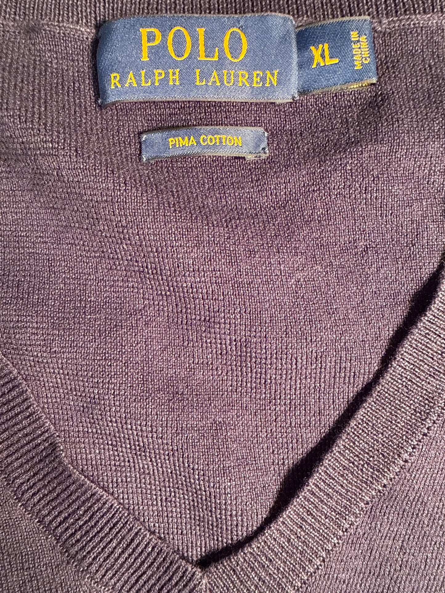 Polo Ralph Lauren Purple V-Neck Sweater Red Pony XL