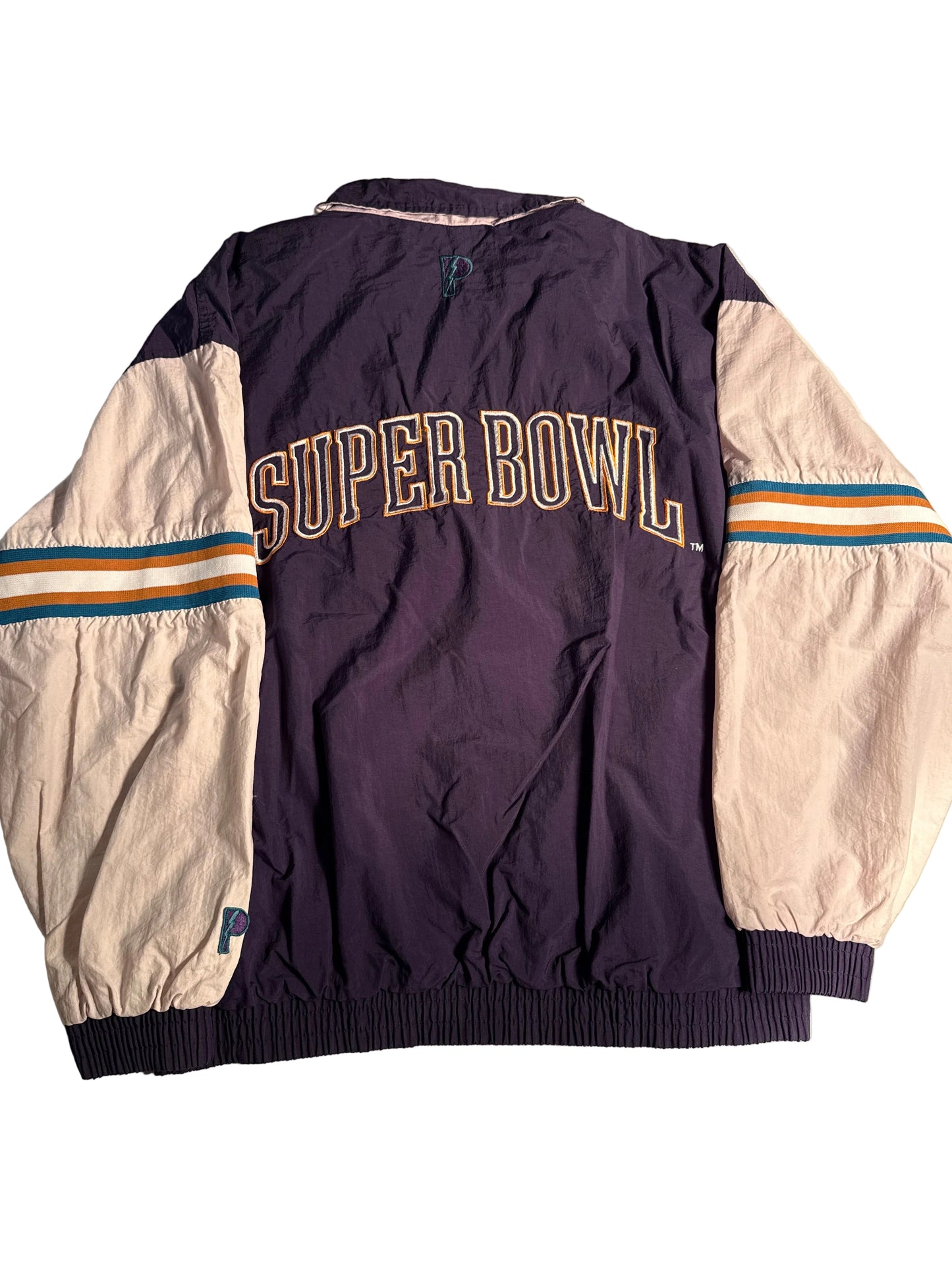 90s Pro Player Super Bowl 30 Purple & White Colorblock Track Jacket