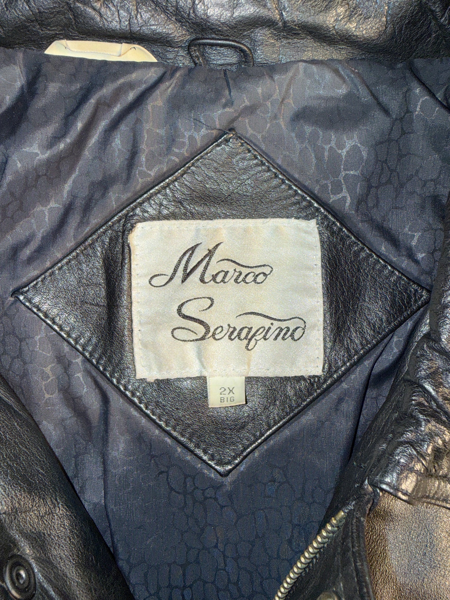 Vintage Marco Serafino Black Leather Bomber Jacket