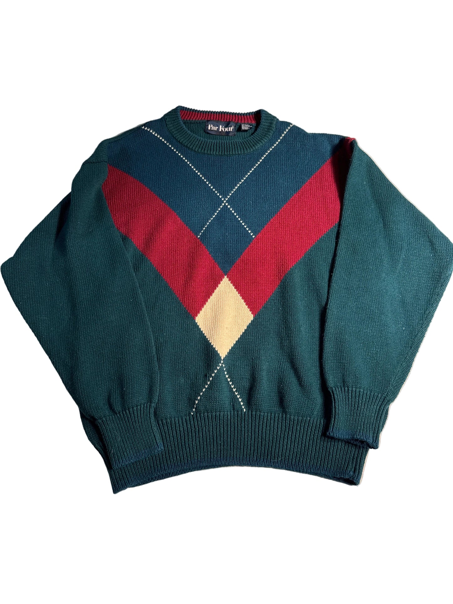 Vintage 90s Par Four Teal Argyle Golf Sweater