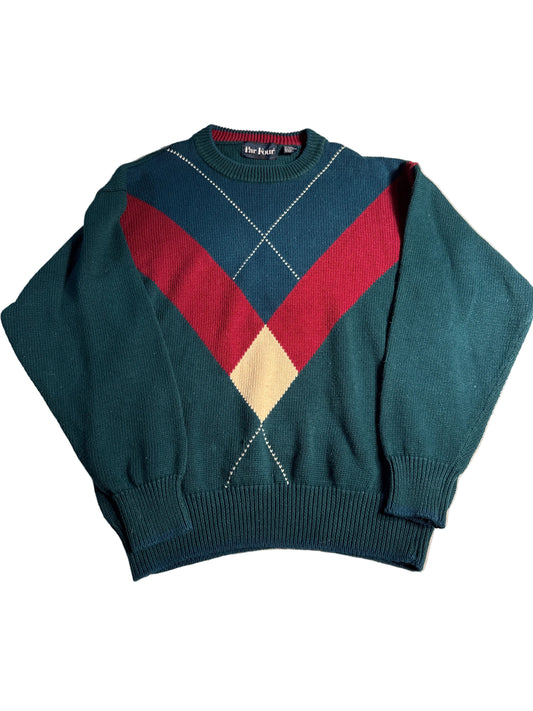 Vintage 90s Par Four Teal Argyle Golf Sweater