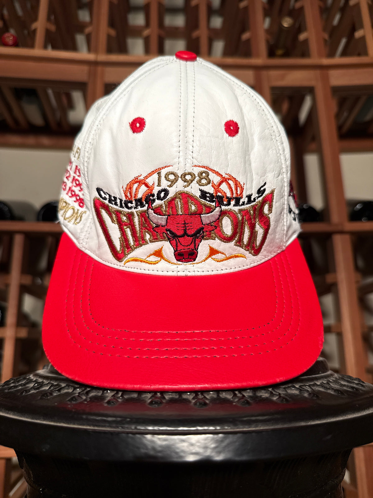 (RARE) JH Design Chicago Bulls 1998 NBA Finals Champions Leather Hat
