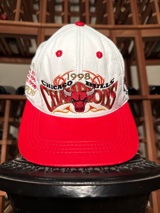 (RARE) JH Design Chicago Bulls 1998 NBA Finals Champions Leather Hat
