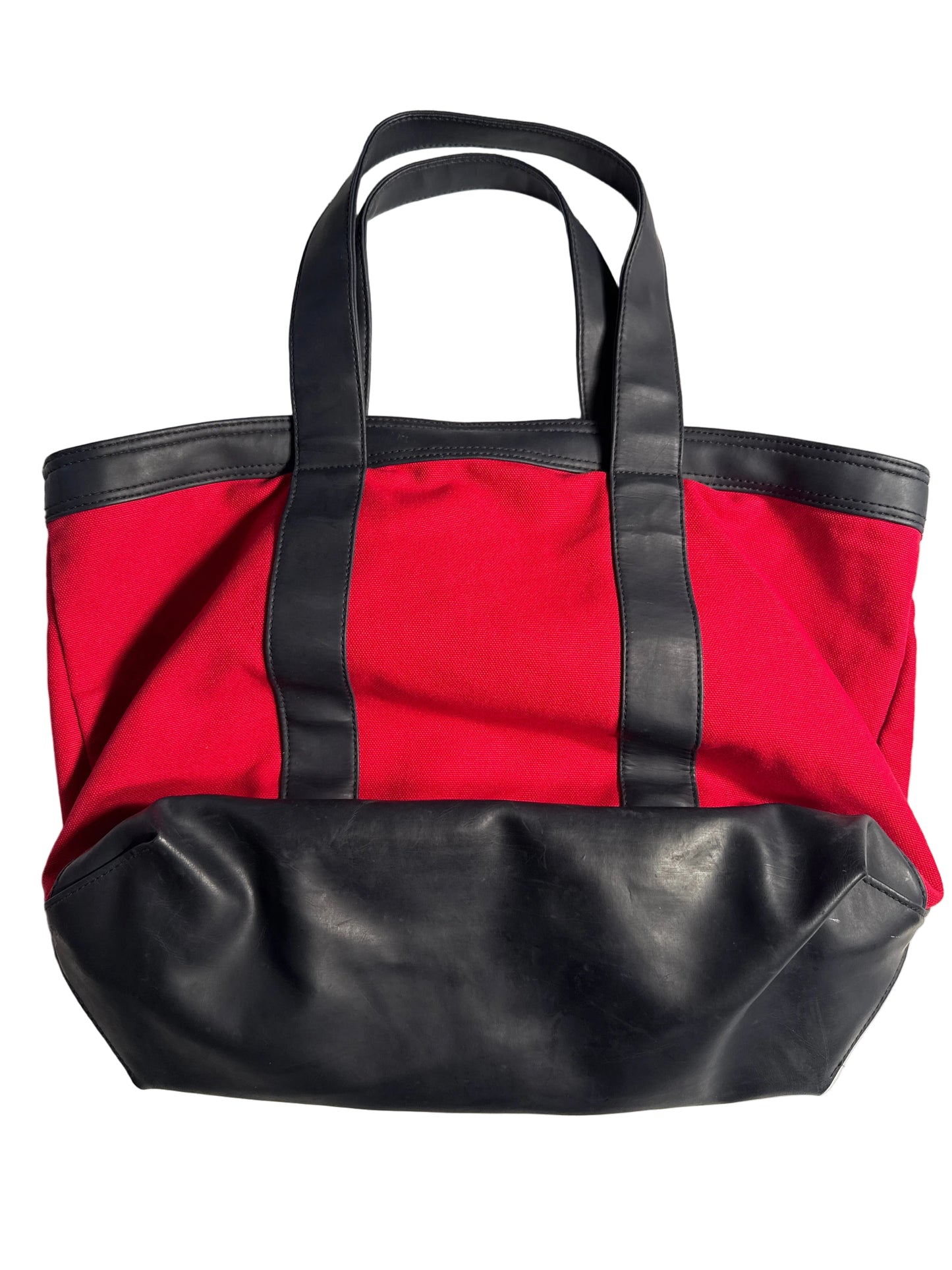 Vintage Polo Ralph Lauren Red Canvas Tote Bag with Navy Blue Trim