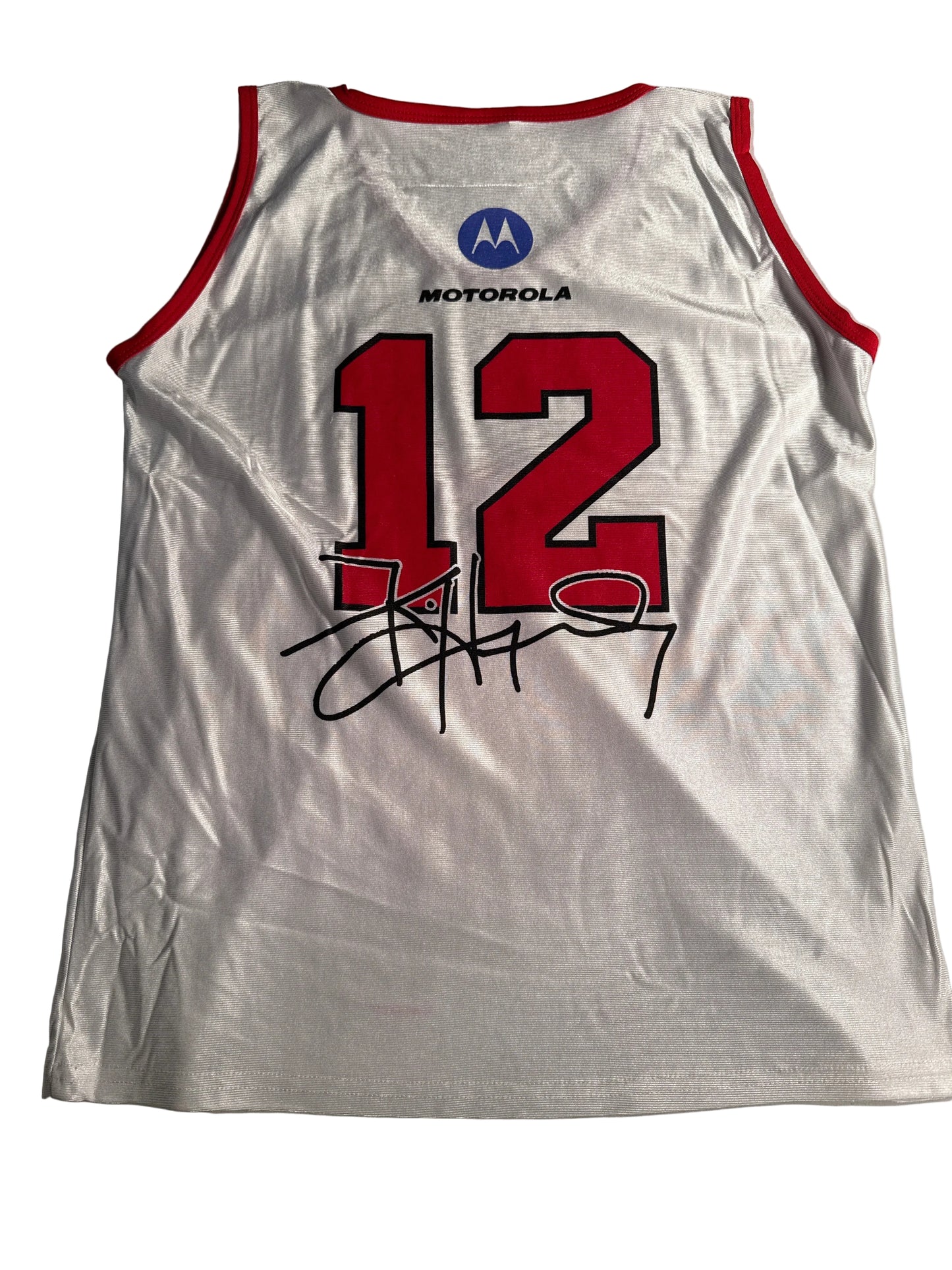 Kirk Hinrich Print Signed Chicago Bulls Motorola Jersey (#12)