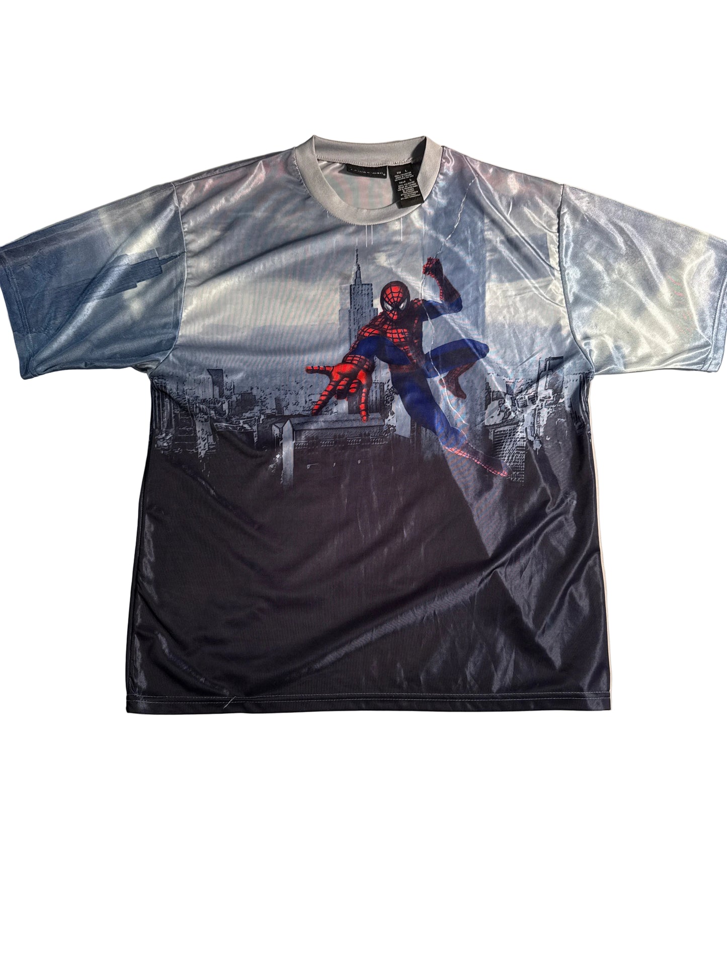 Y2K Spider-Man Cityscape All-Over Print Graphic Tee