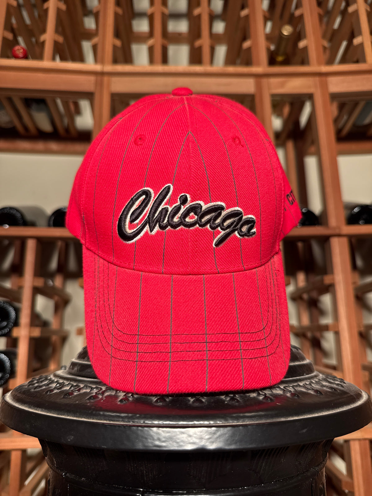 Red Chicago pin stripe Windy City hat