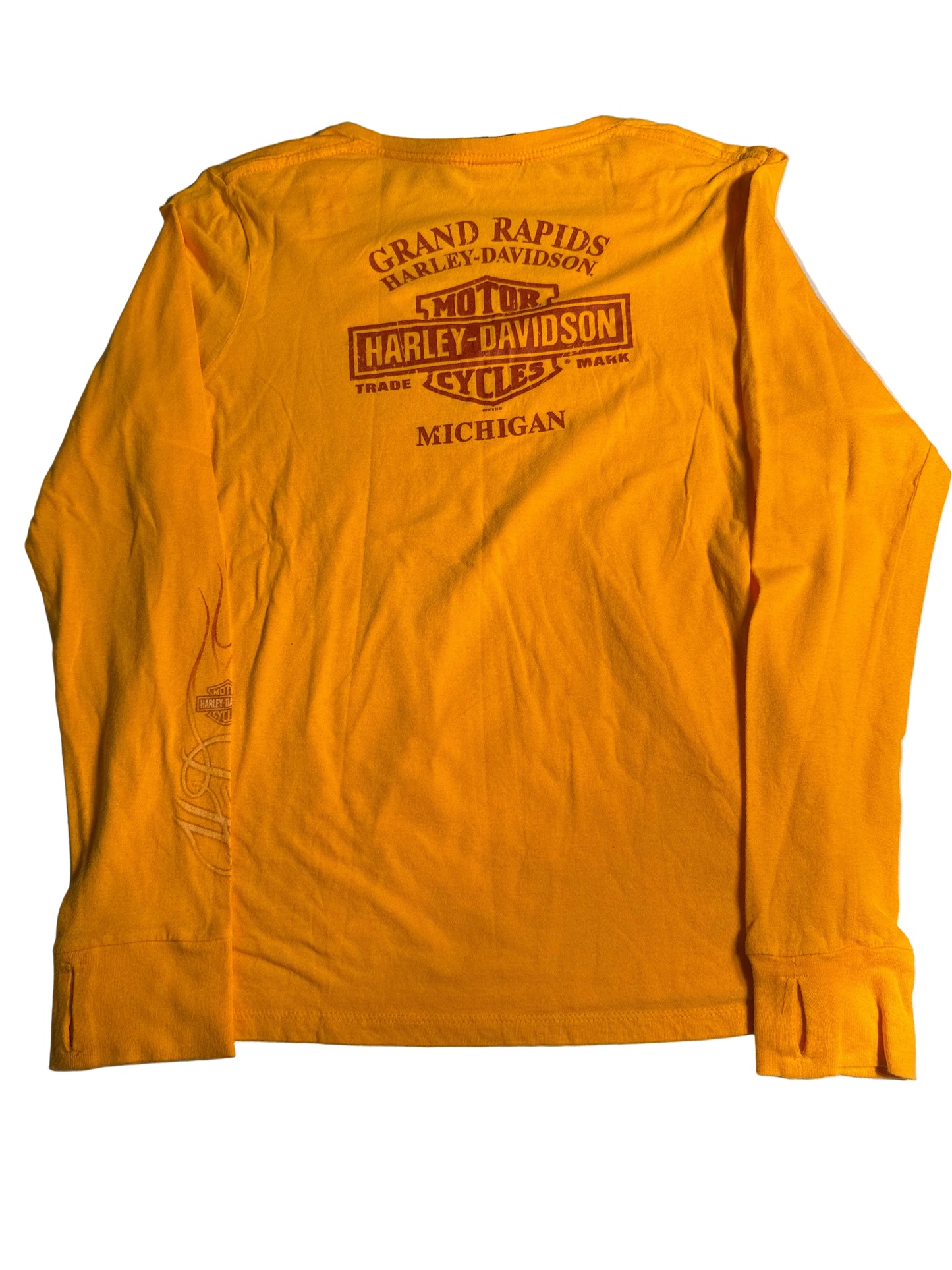 Harley-Davidson Women’s Orange Eagle Long Sleeve V-Neck Tee