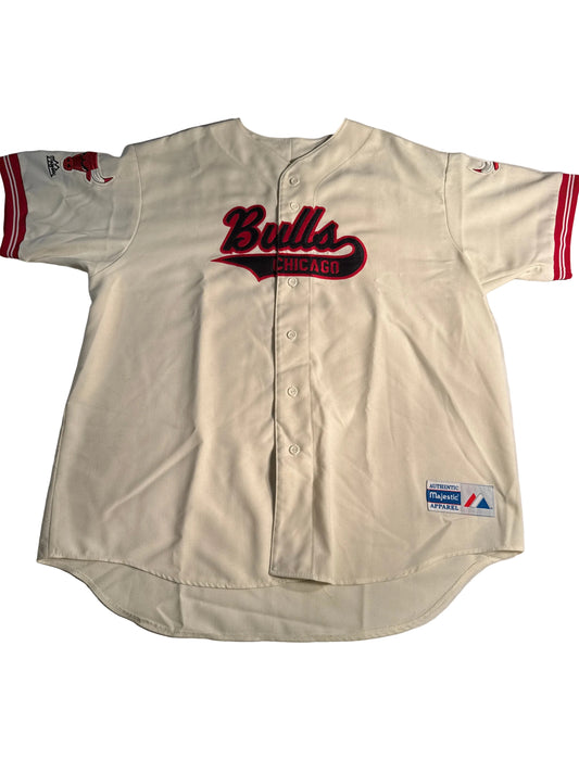 Vintage 90s Majestic Authentic Chicago Bulls Button-Up Baseball Jersey
