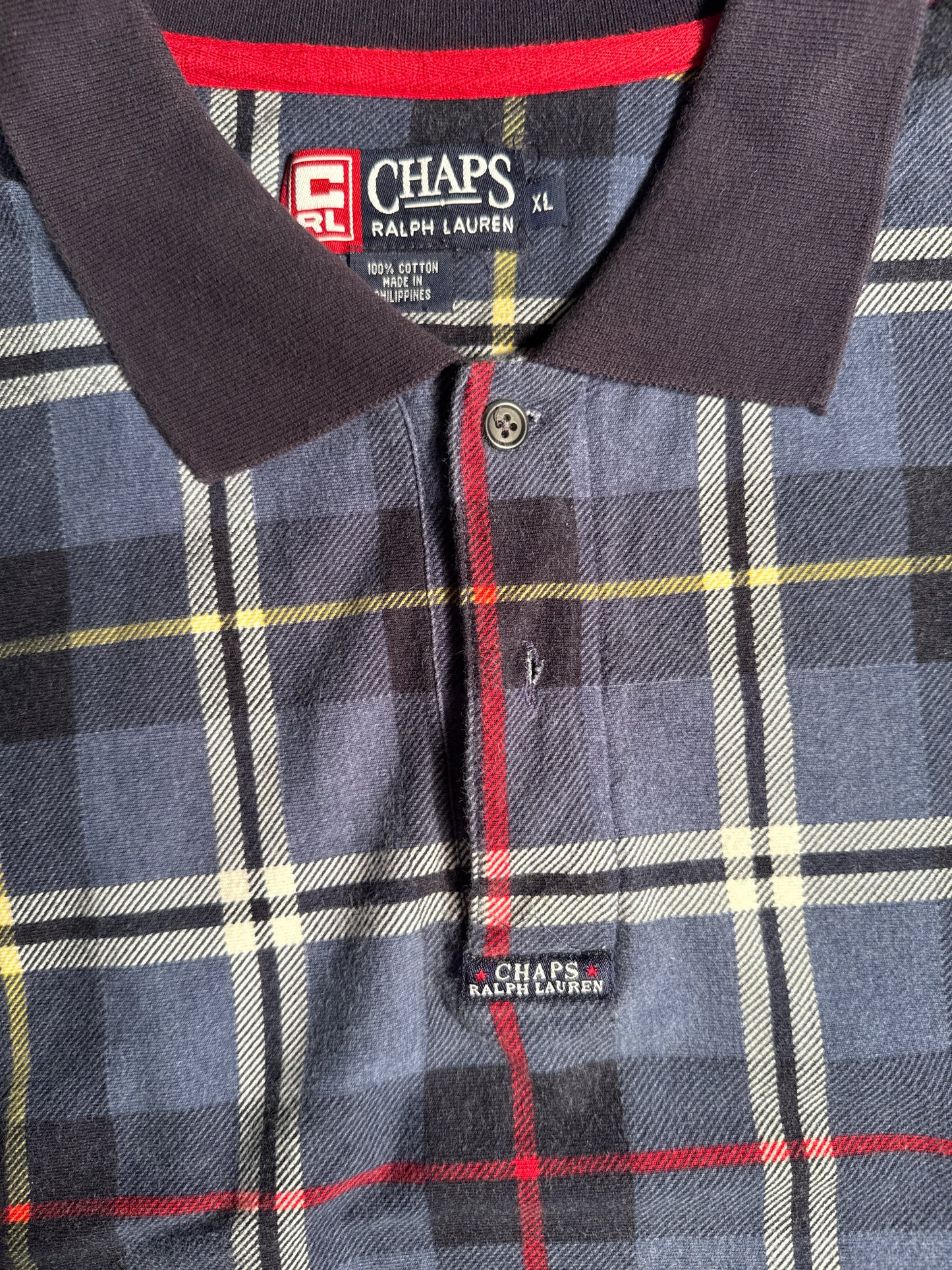 Vintage 90s Chaps Ralph Lauren Blue Plaid Polo