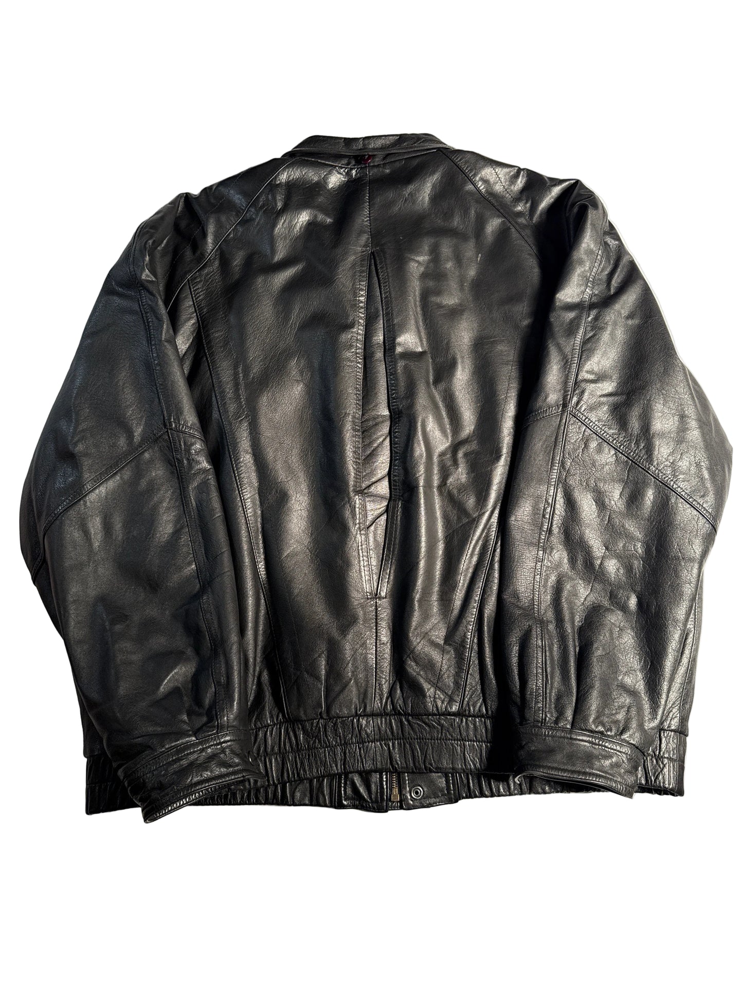 Vintage Marco Serafino Black Leather Bomber Jacket