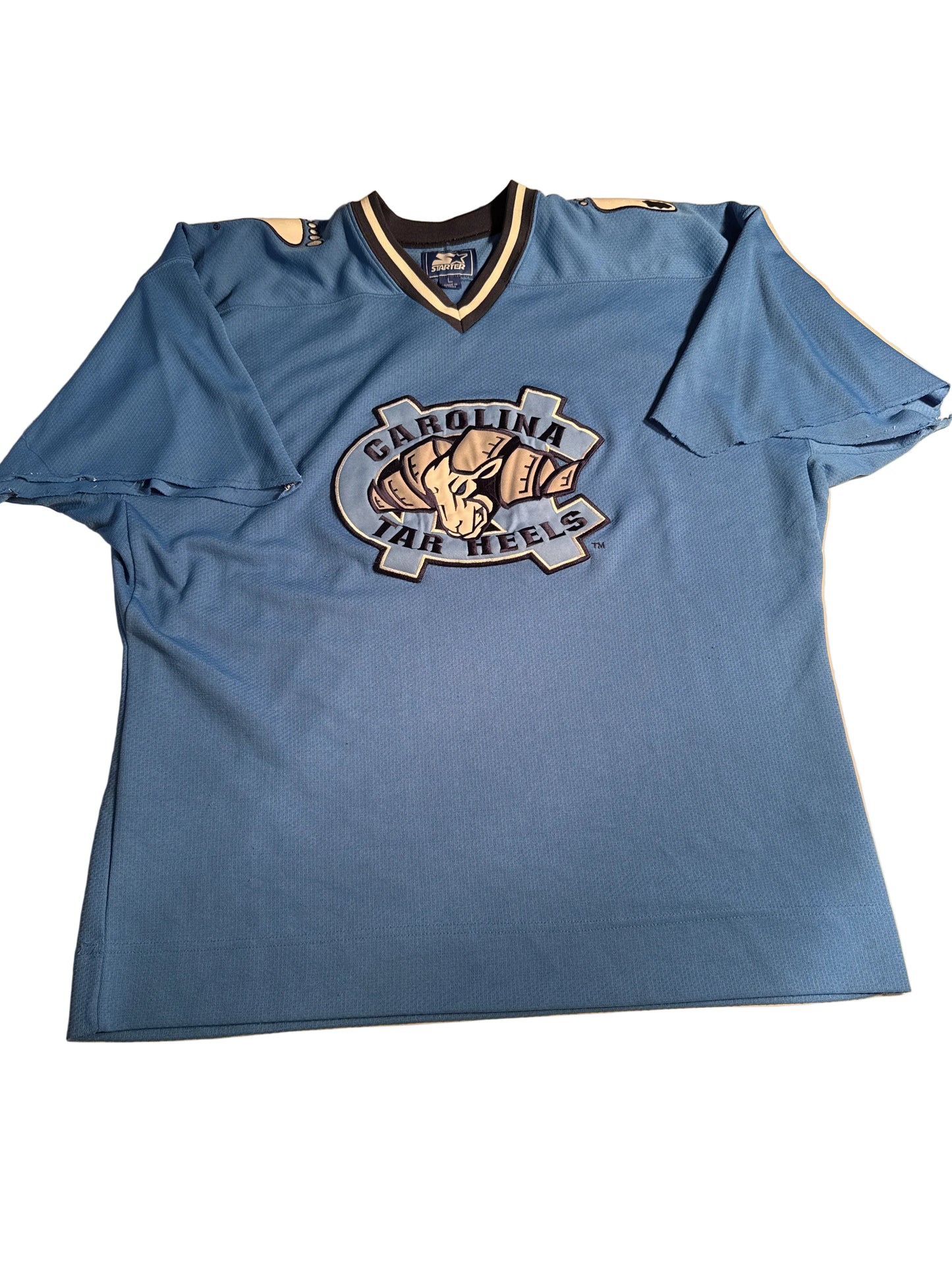 Vintage Starter 1990s UNC Carolina Tar Heels Heavy-Embroidered Jersey Shirt