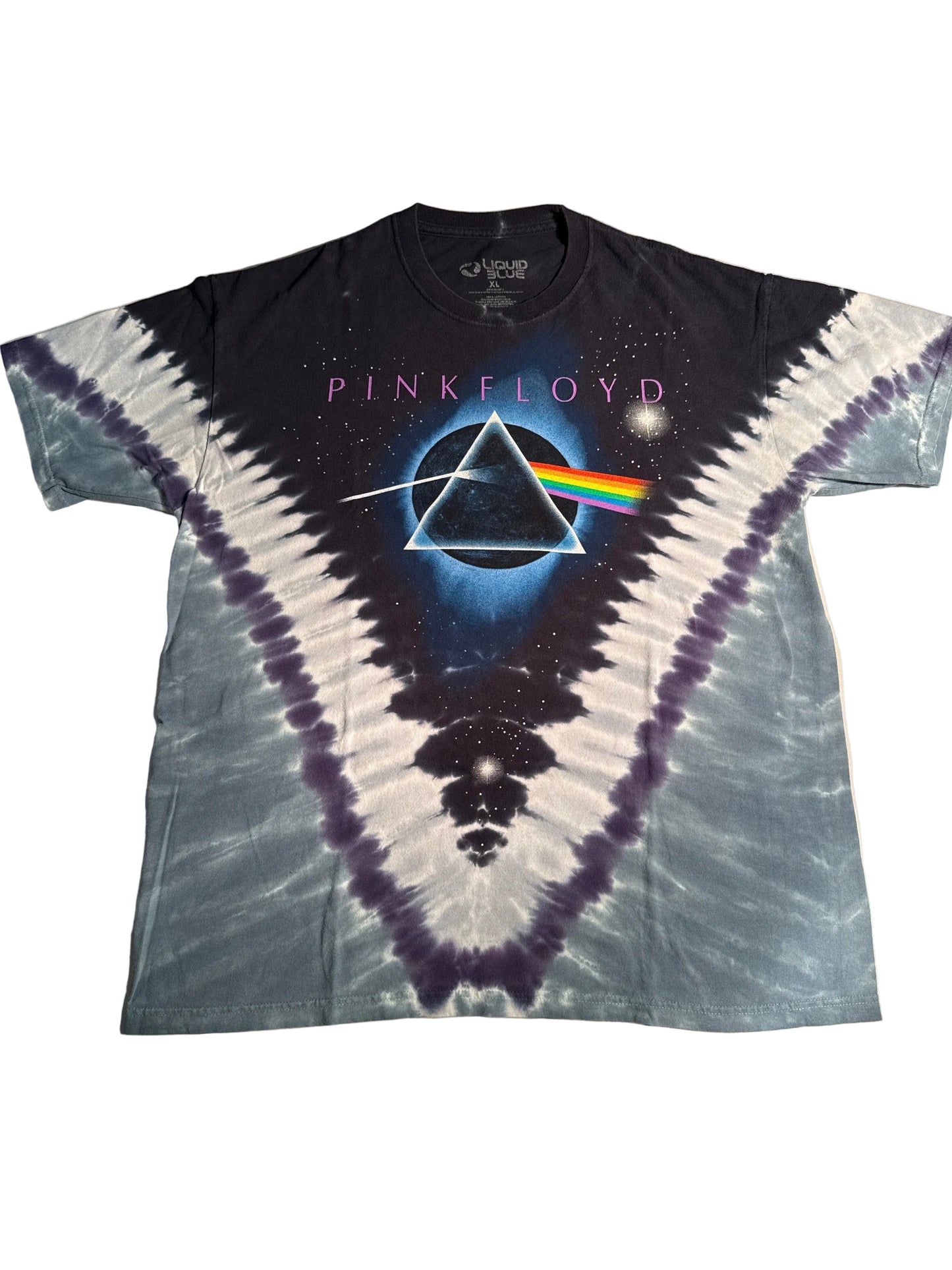 Y2K Liquid Blue Pink Floyd Dark Side of the Moon Double-Sided Tie-Dye Tee