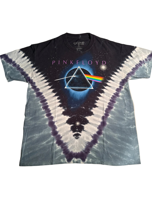 Y2K Liquid Blue Pink Floyd Dark Side of the Moon Double-Sided Tie-Dye Tee