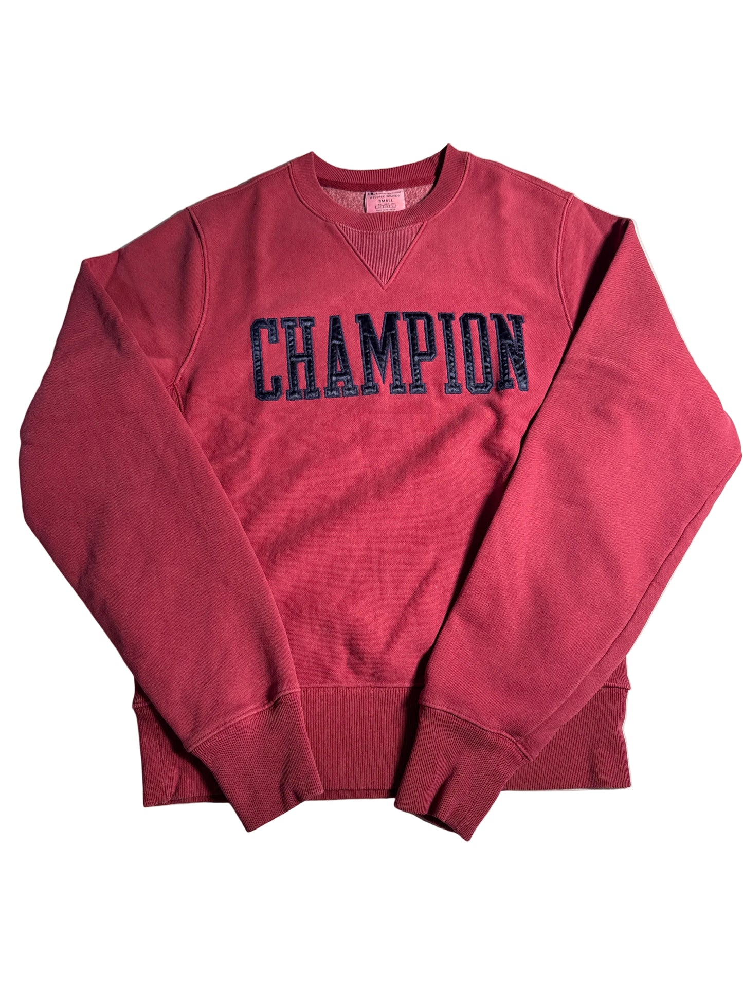 Champion Reverse Weave Red Spellout Crewneck Sweatshirt Size Small