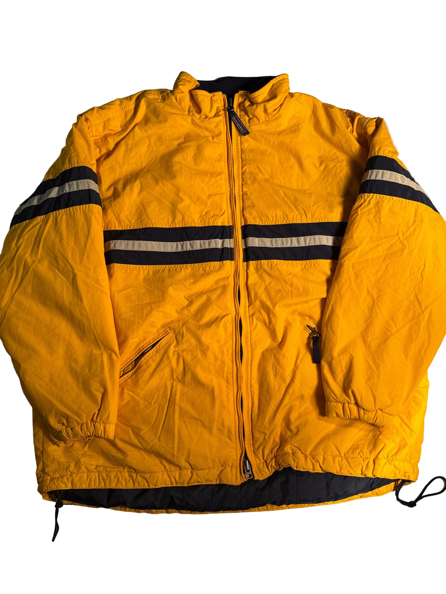 Vintage Sonoma Sport Yellow Black Striped Fleece-Lined Jacket