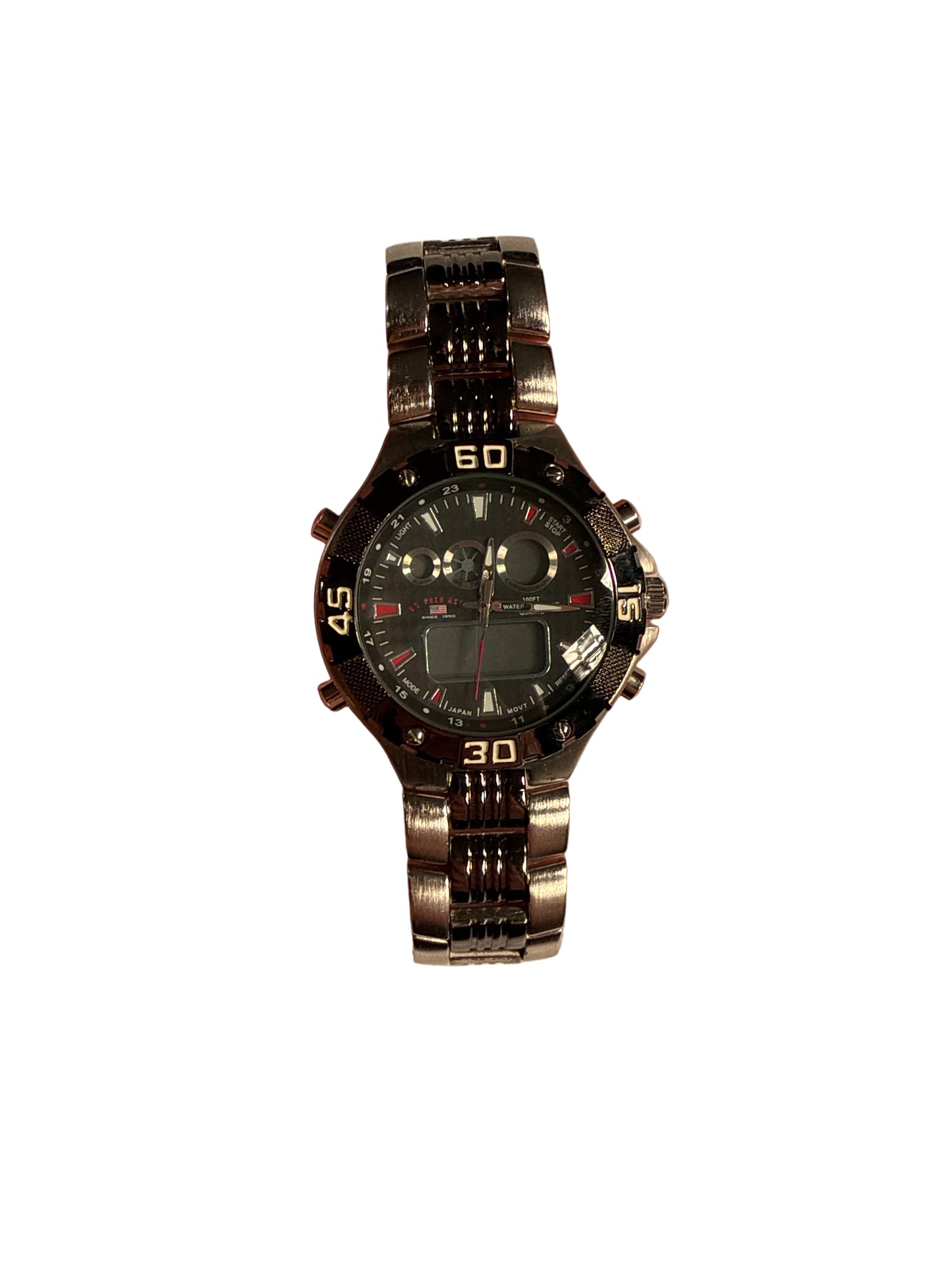 U.S. Polo Assn. Sport Men's US8208EXL Analog-Digital Silver-Tone and Gunmetal Watch