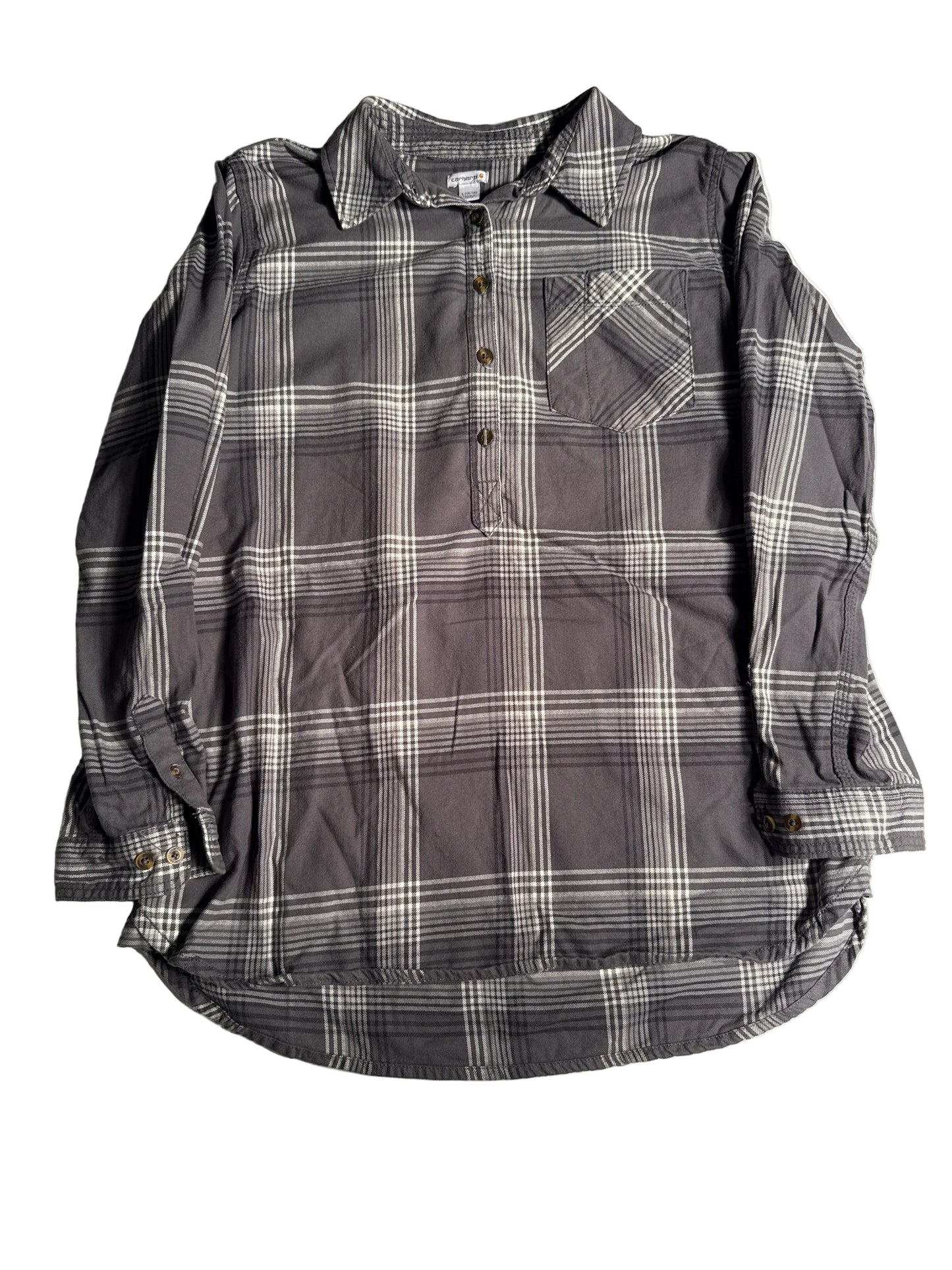 Carhartt Women’s Gray Plaid Long Sleeve Popover Shirt