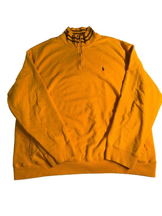 Polo Ralph Lauren Yellow Quarter-Zip Striped Collar Sweatshirt