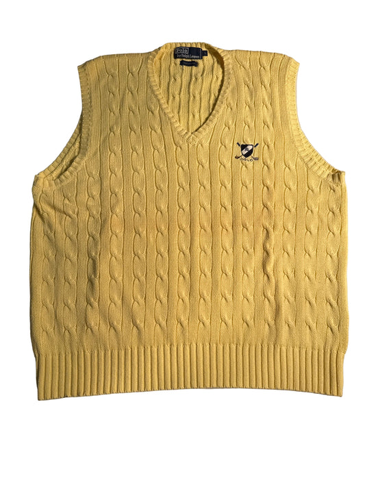Vintage Polo Ralph Lauren Yellow Cable Knit Golf Sweater Vest