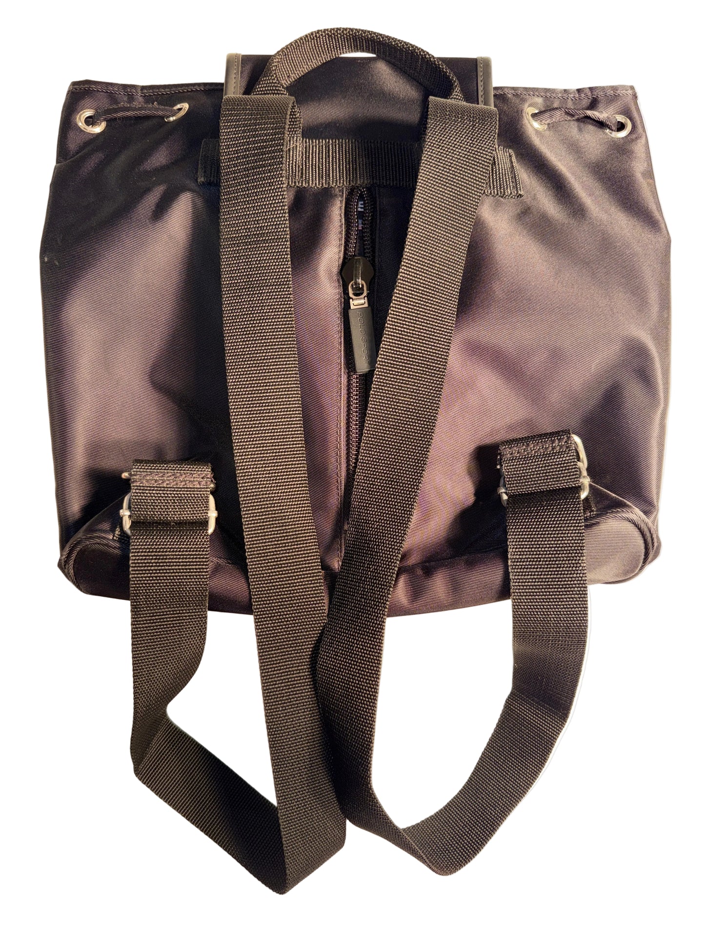 Vintage 90s Polo Sport Ralph Lauren Black Nylon Mini Drawstring Backpack