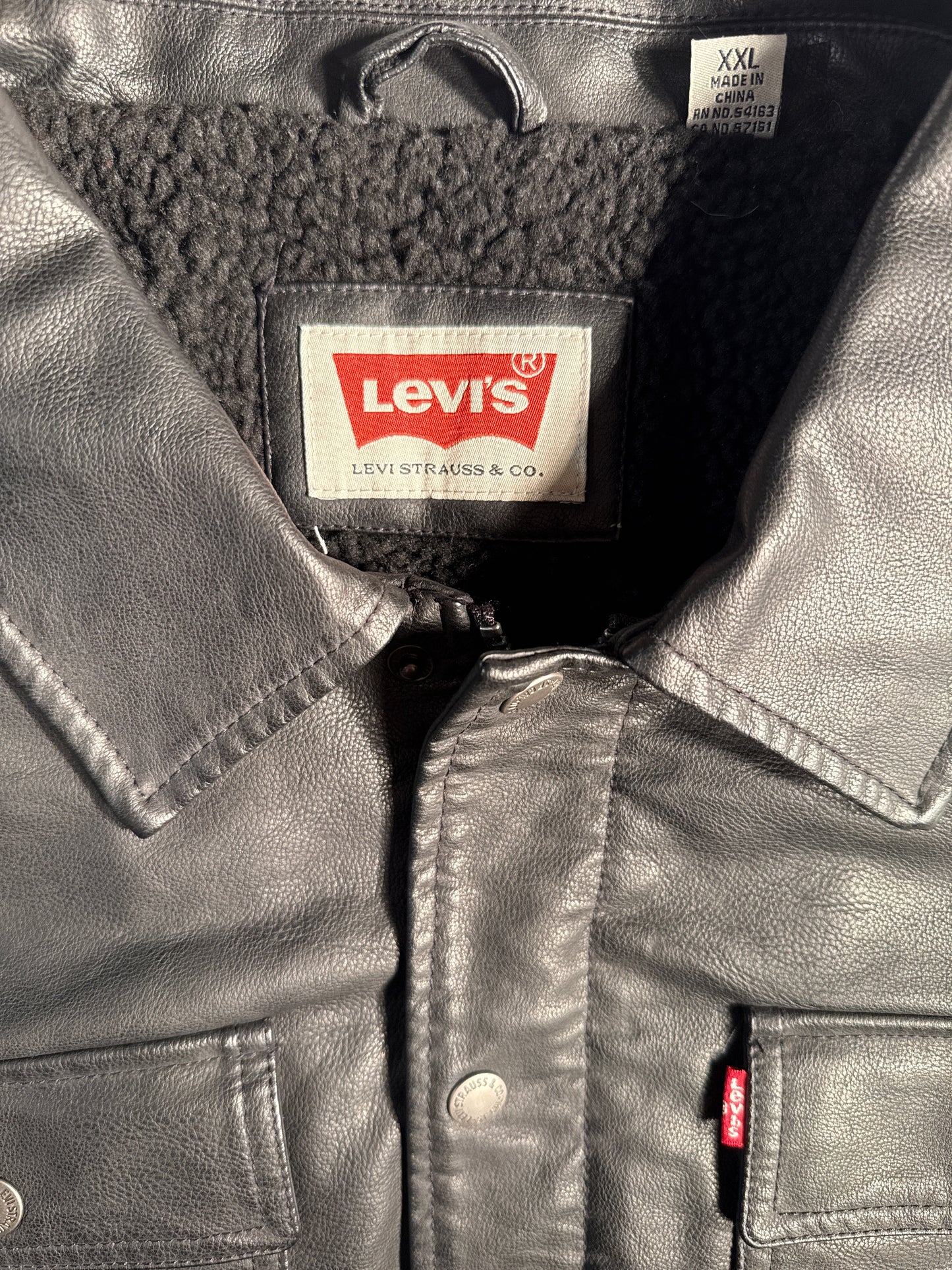 Levi's Faux Leather Sherpa-Lined Trucker Jacket Shirt